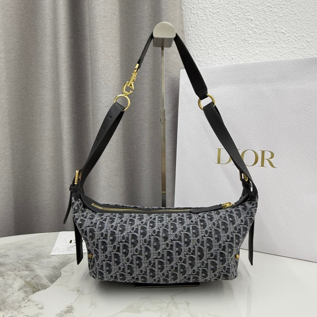 Small D-Journey Bag Grey Dior Oblique Jacquard High