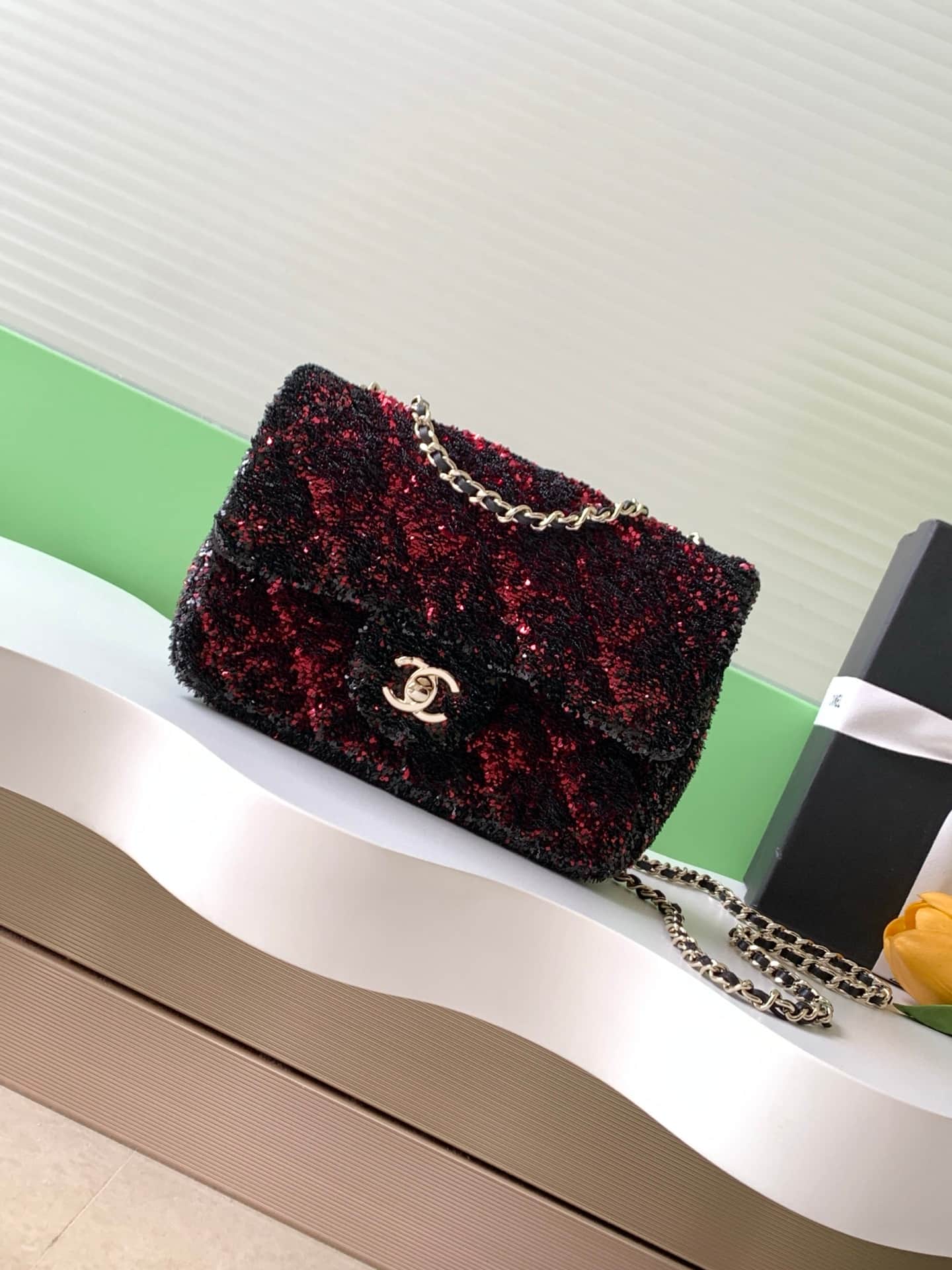 Chanel Flap Bag Sequins & Gold-Tone Metal AS4561  A