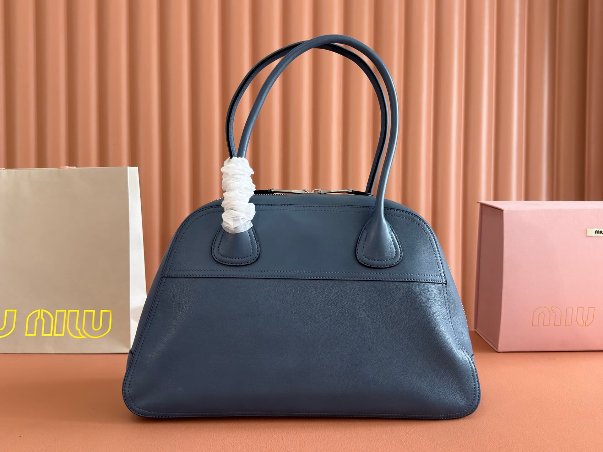 Miu Miu Vivant nappa leather bag Dark Blue 5BB196 TOP