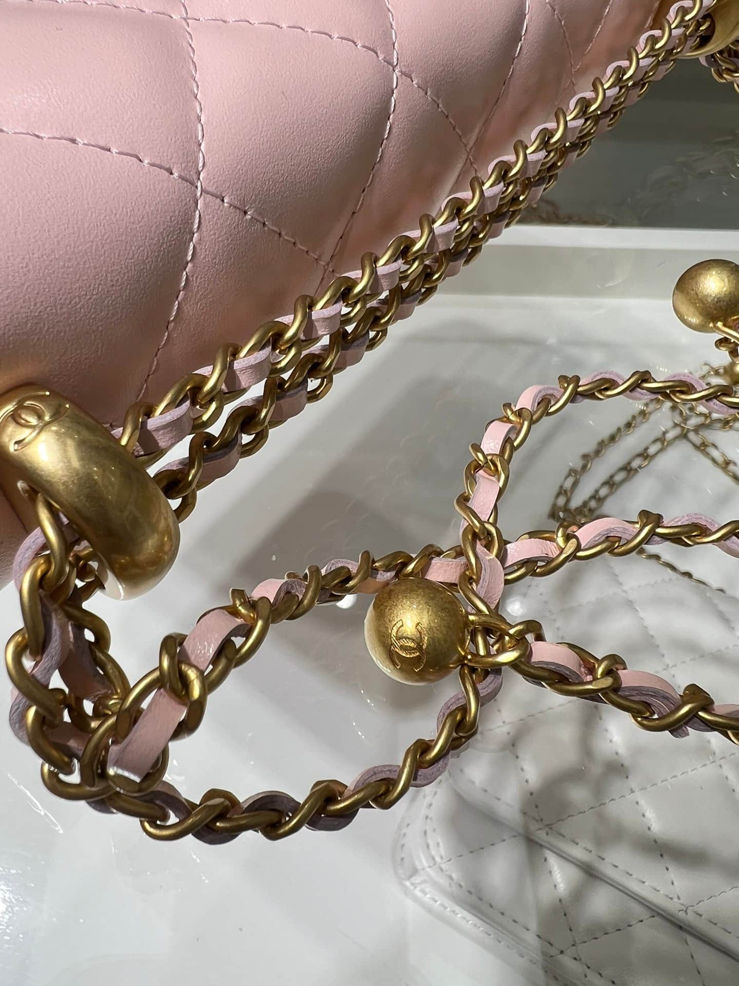 Chanel Wallet on Chain Shiny Calfskin & Gold-Tone Metal Pink AP2289 High