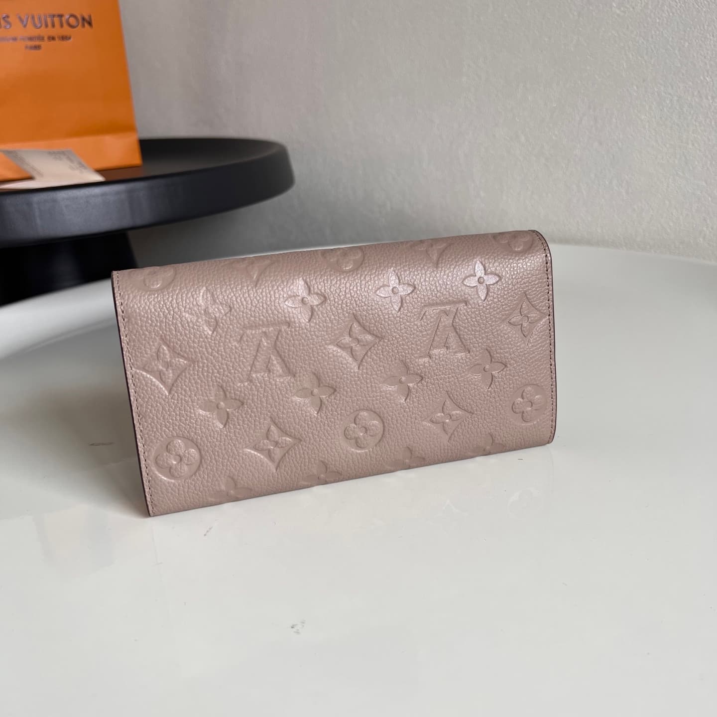 Louis Vuitton Sarah Wallet Touterelle Beige Monogram Empreinte Leather M82256 High