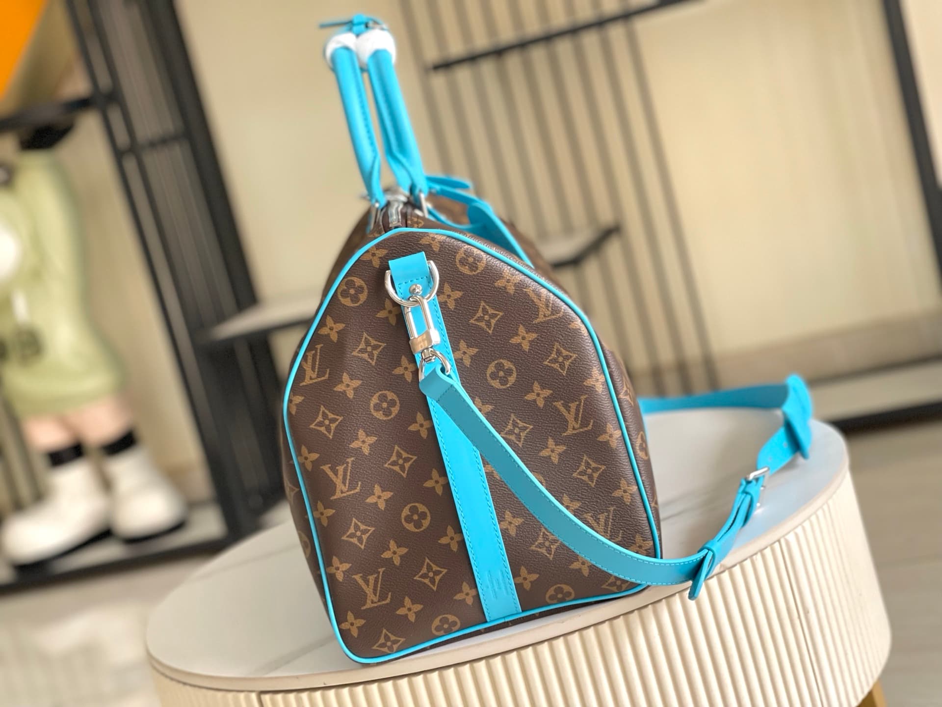 Louis Vuitton Keepall Bandoulière 50 Blue Monogram Macassar coated canvas M12629 TOP