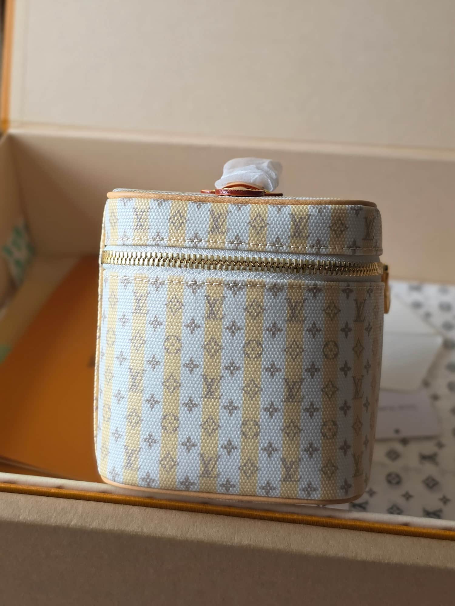 Louis Vuitton Nice Mini Banana Yellow Stamp Linen-and-cotton Canvas M28702 High