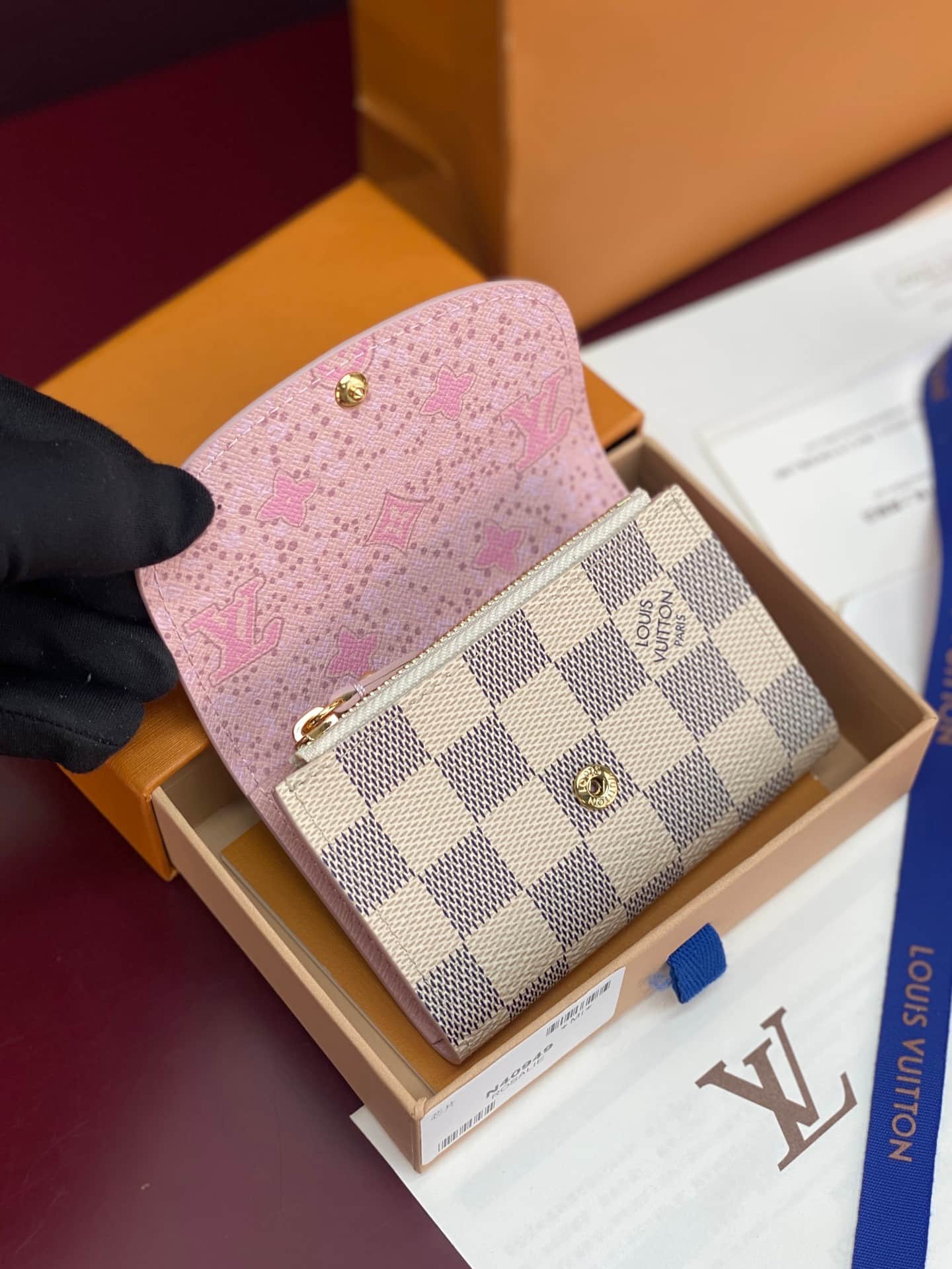 Louis Vuitton Rosalie Coin Purse Damier Azur/Light Bliss/Cream Coated canvas N40949 High