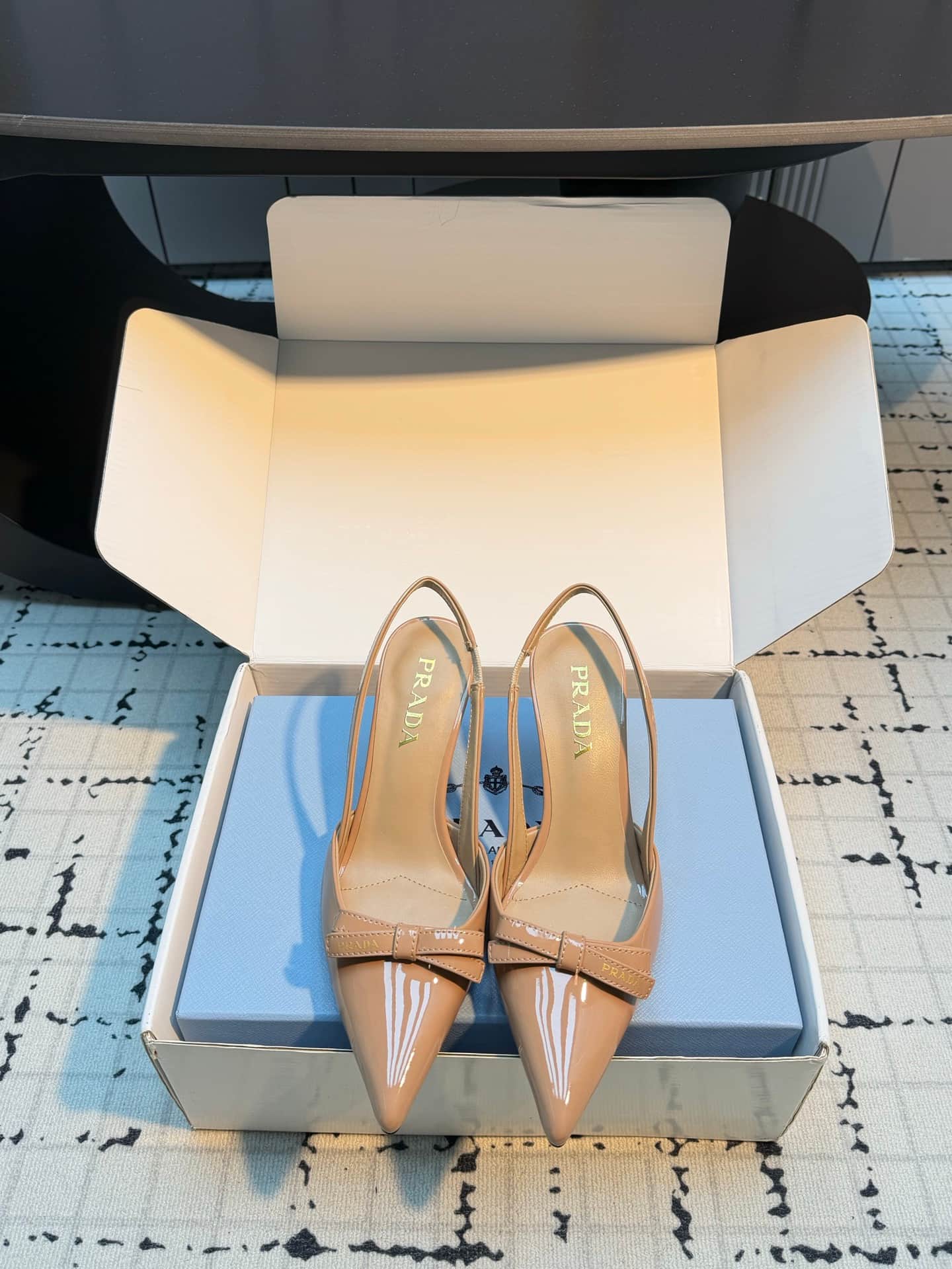 Prada Bow Pointed Toe Slingback Pumps Women