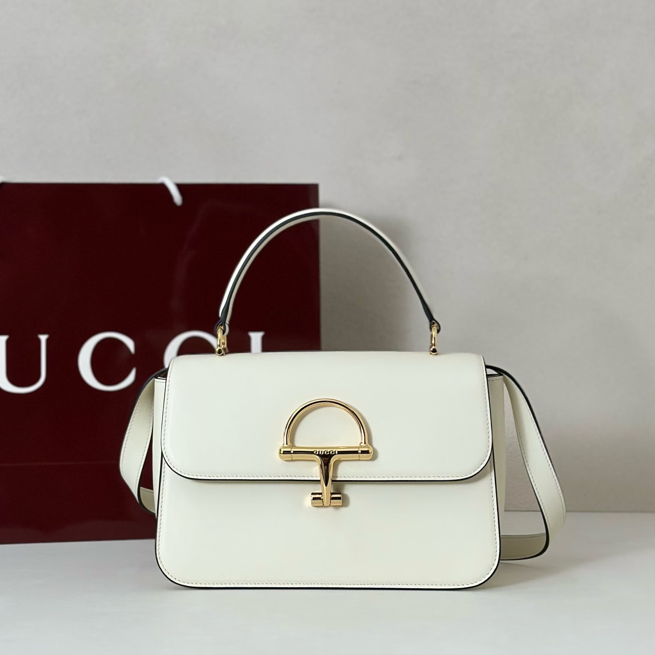Gucci Siena medium top handle bag 855535 White High