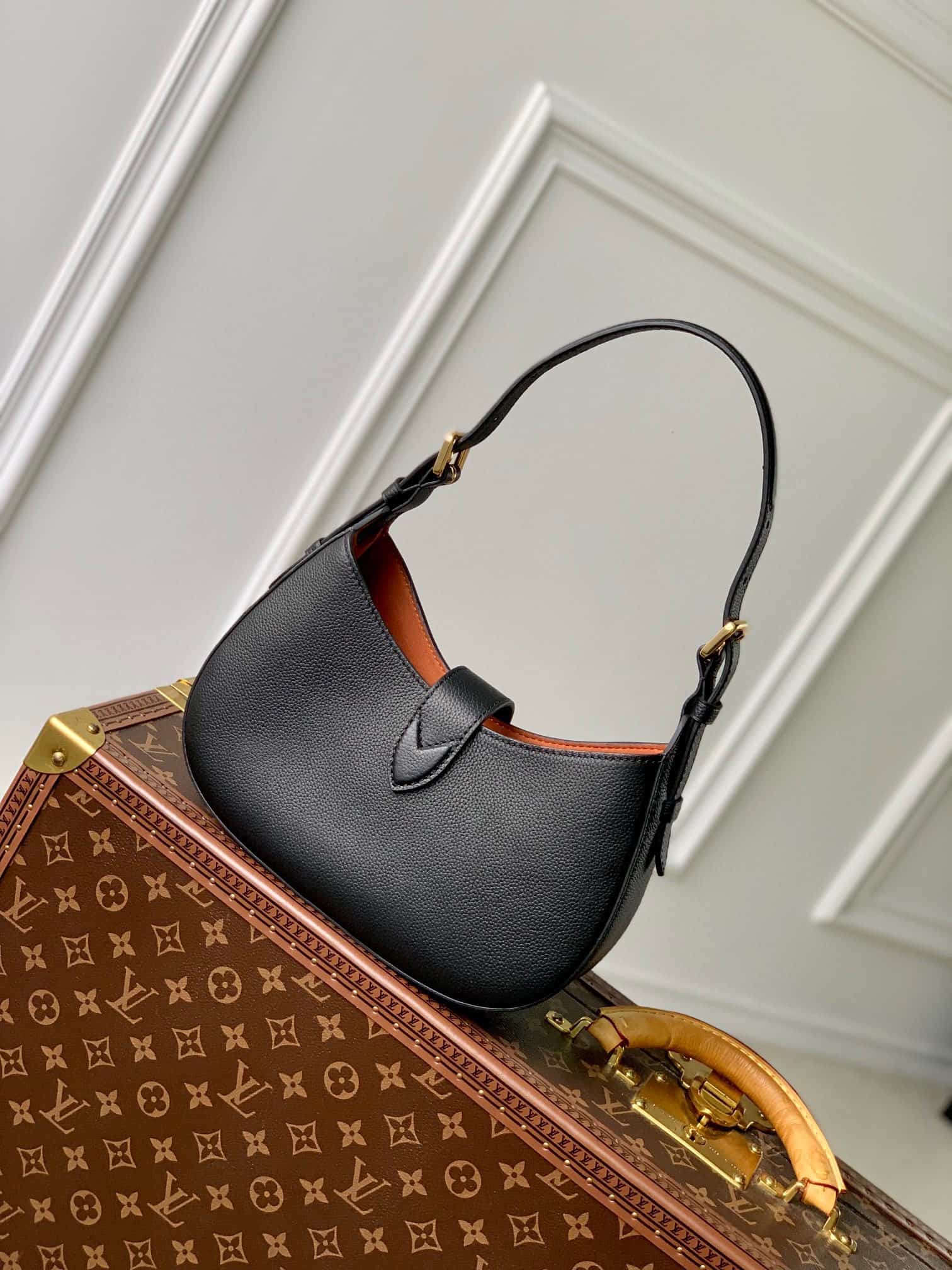 Louis Vuitton Low Key Shoulder Bag Black Grained calfskin M24611 High
