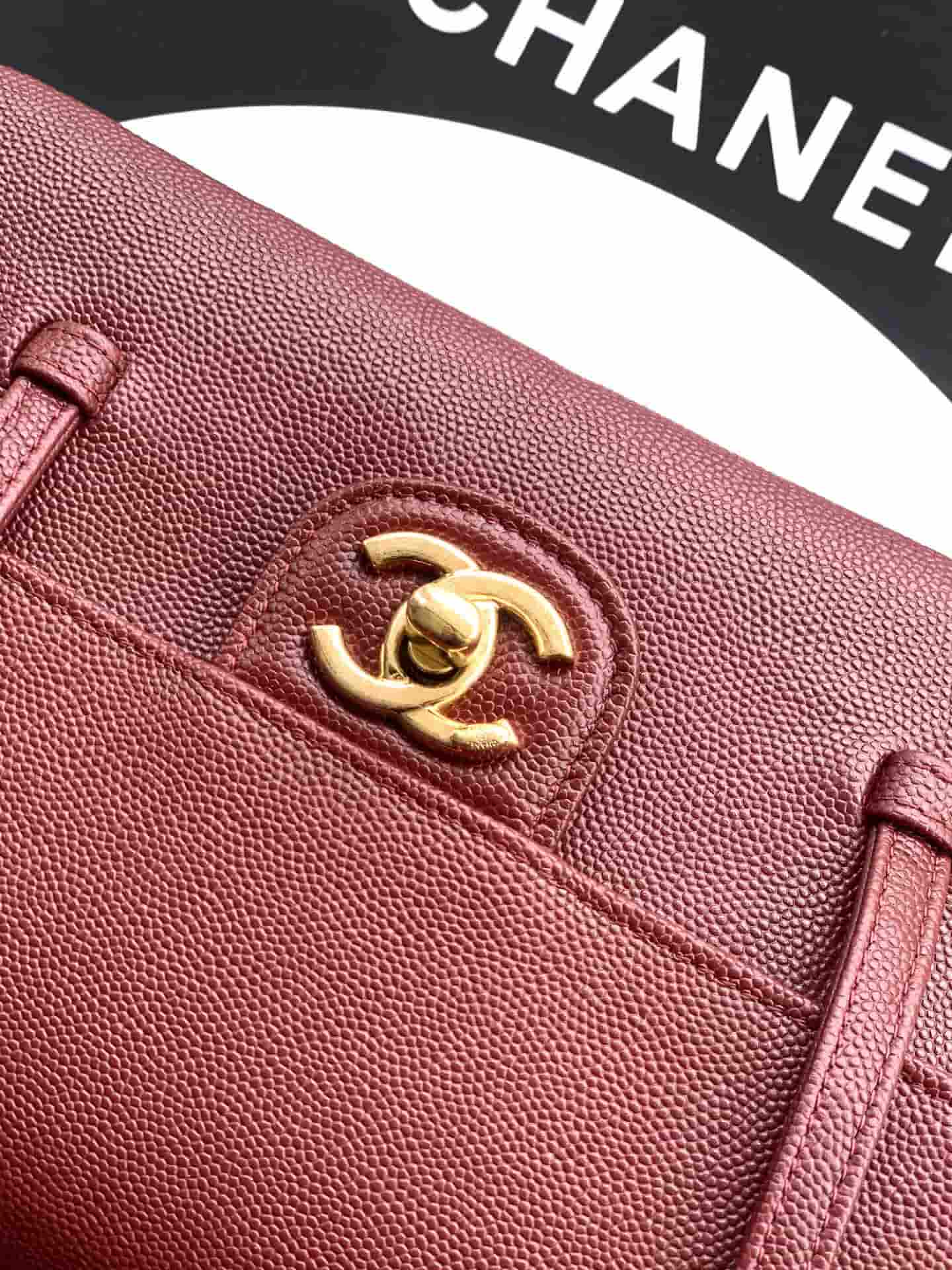Chanel Clutch with Leather Strap Grained Shiny Calfskin & Gold-Tone Metal Claret  5809 High