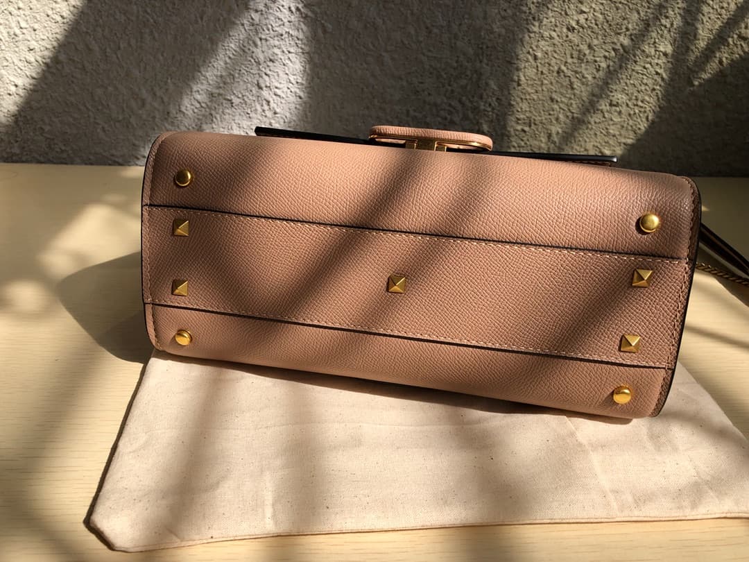Valentino Small Vsling Handbag In Beige Grainy Calfskin High