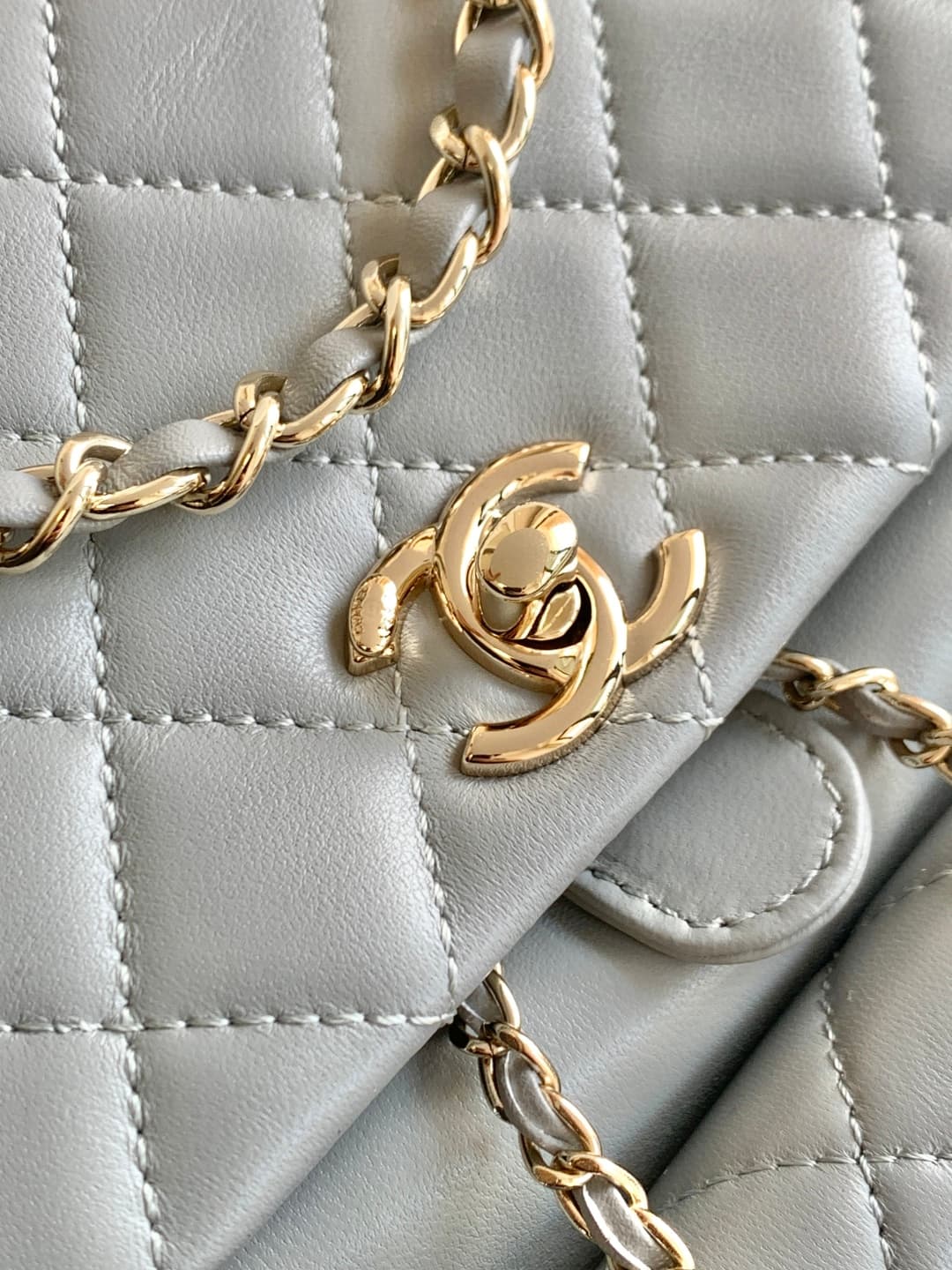 Chanel Medium Quilted Duma Backpack Lambskin AS3618 Light Grey A