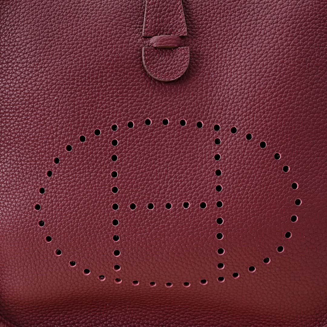 Hermes Evelyne III PM Bag Clemence Leather In Claret High