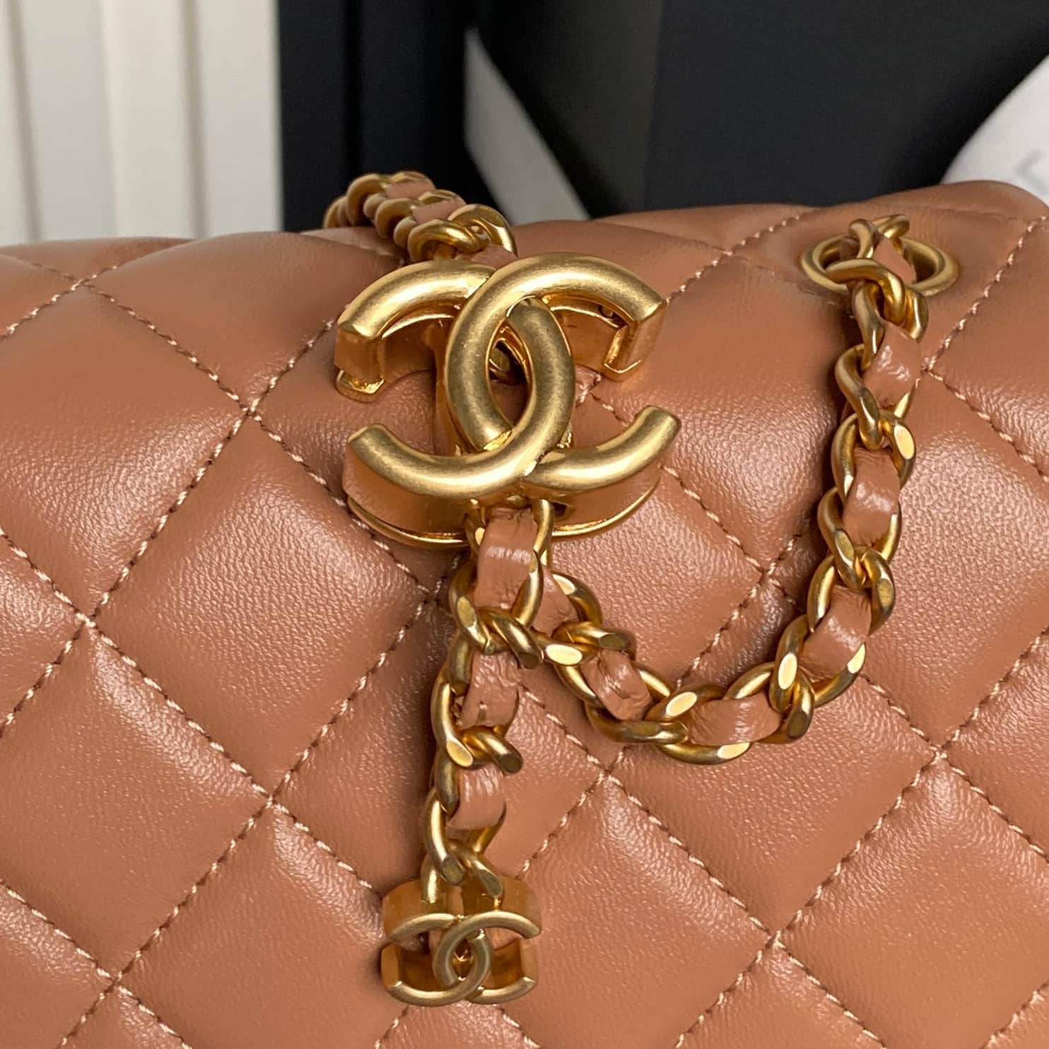 Chanel Mini Classic Flap Bag Lambskin & Gold-Tone Metal AS5758 Tan High