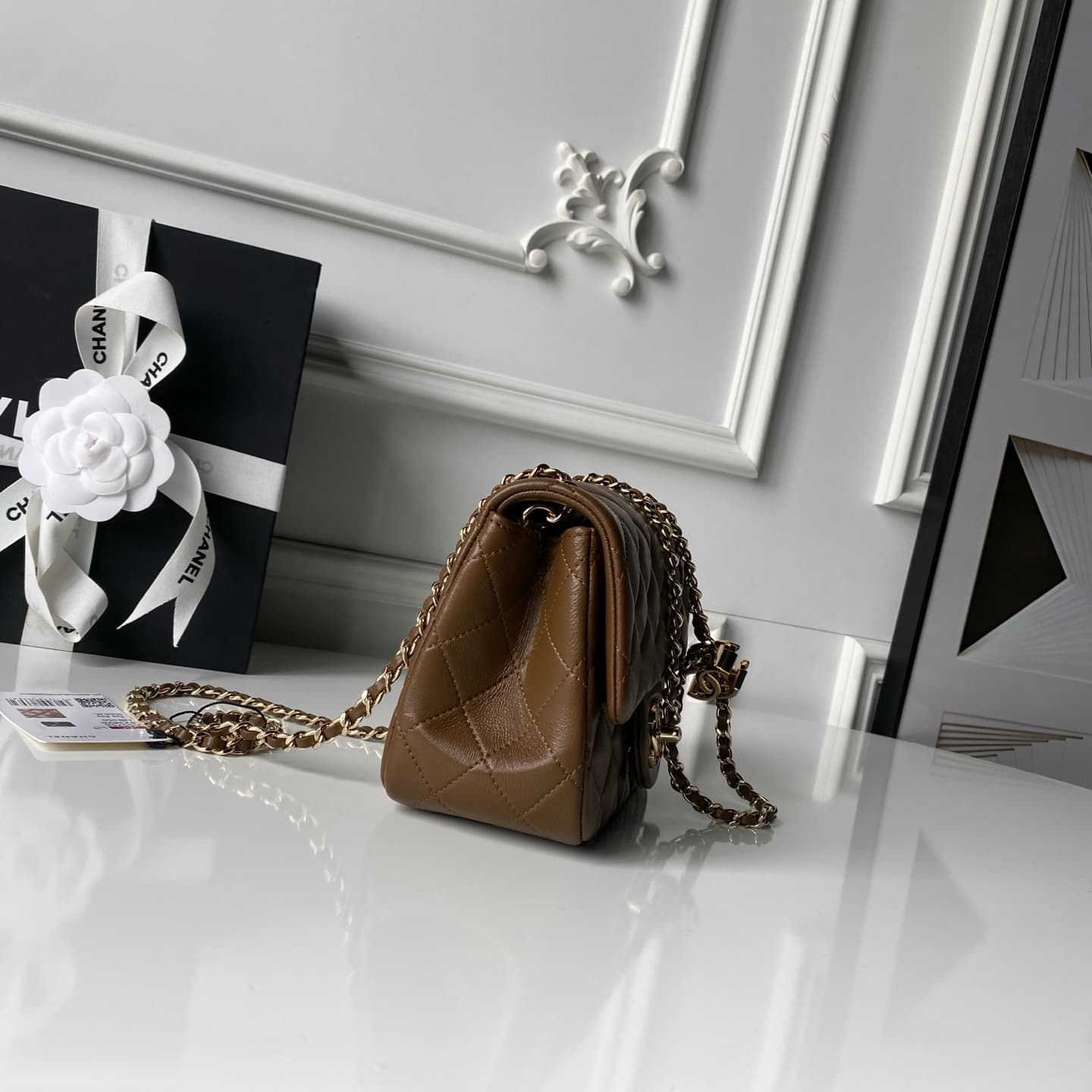 Chanel Mini Classic Flap Bag Lambskin & Gold-Tone Metal AS5758 Dark Brown High