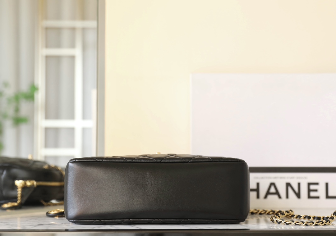 Chanel SMALL CAMERA CASE Shiny Lambskin & Gold-Tone Metal TOP