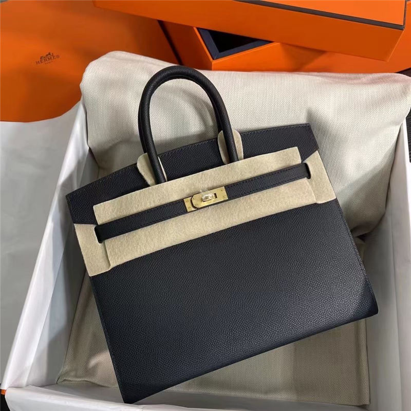Hermes Birkin Sellier Bag 25/30cm Epsom Leather WAX Black Silver-Metal High