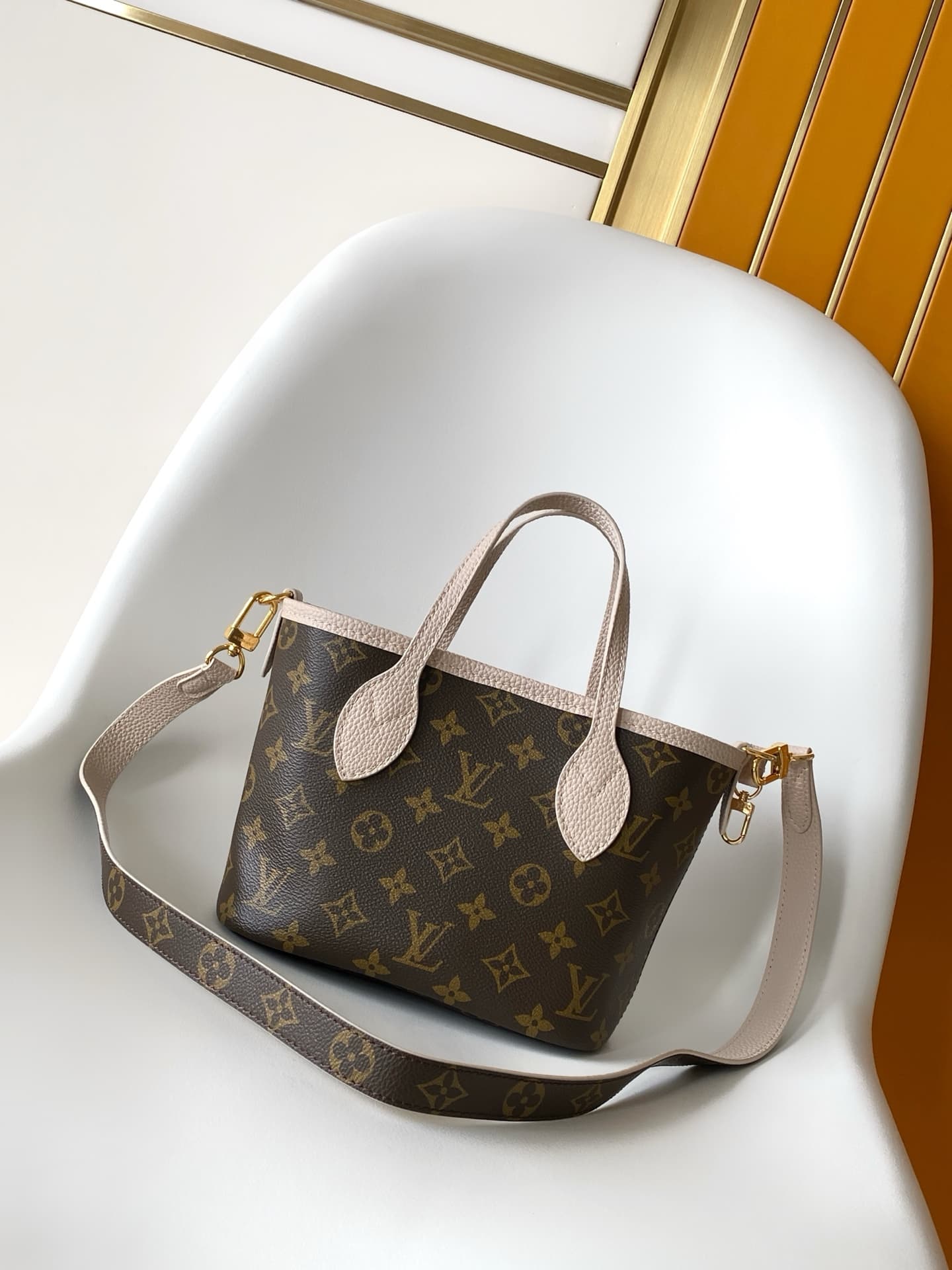 Louis Vuitton Neverfull Bandoulière Inside Out BB Monogram/Limestone Coated canvas M25657 High