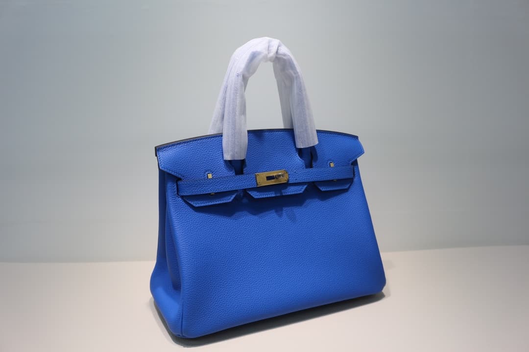 Hermes Birkin 25/30/35cm Bag Togo Leather In Blue Hydra WAX High