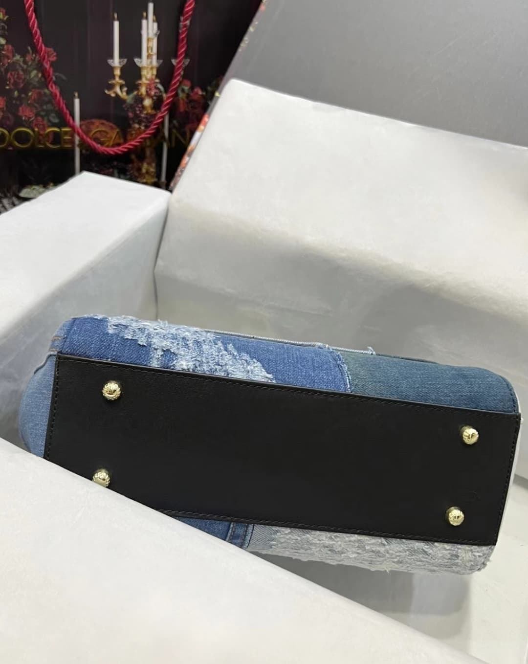Dolce & Gabbana Small Sicily handbag in denim and calfskin high