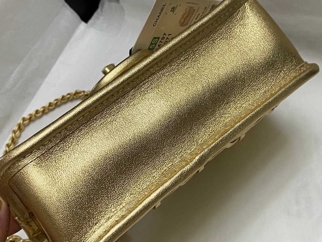Chanel Mini Flap Bag Metallized Braided Calfskin & Gold-Tone Metal  Gold AS4797 High