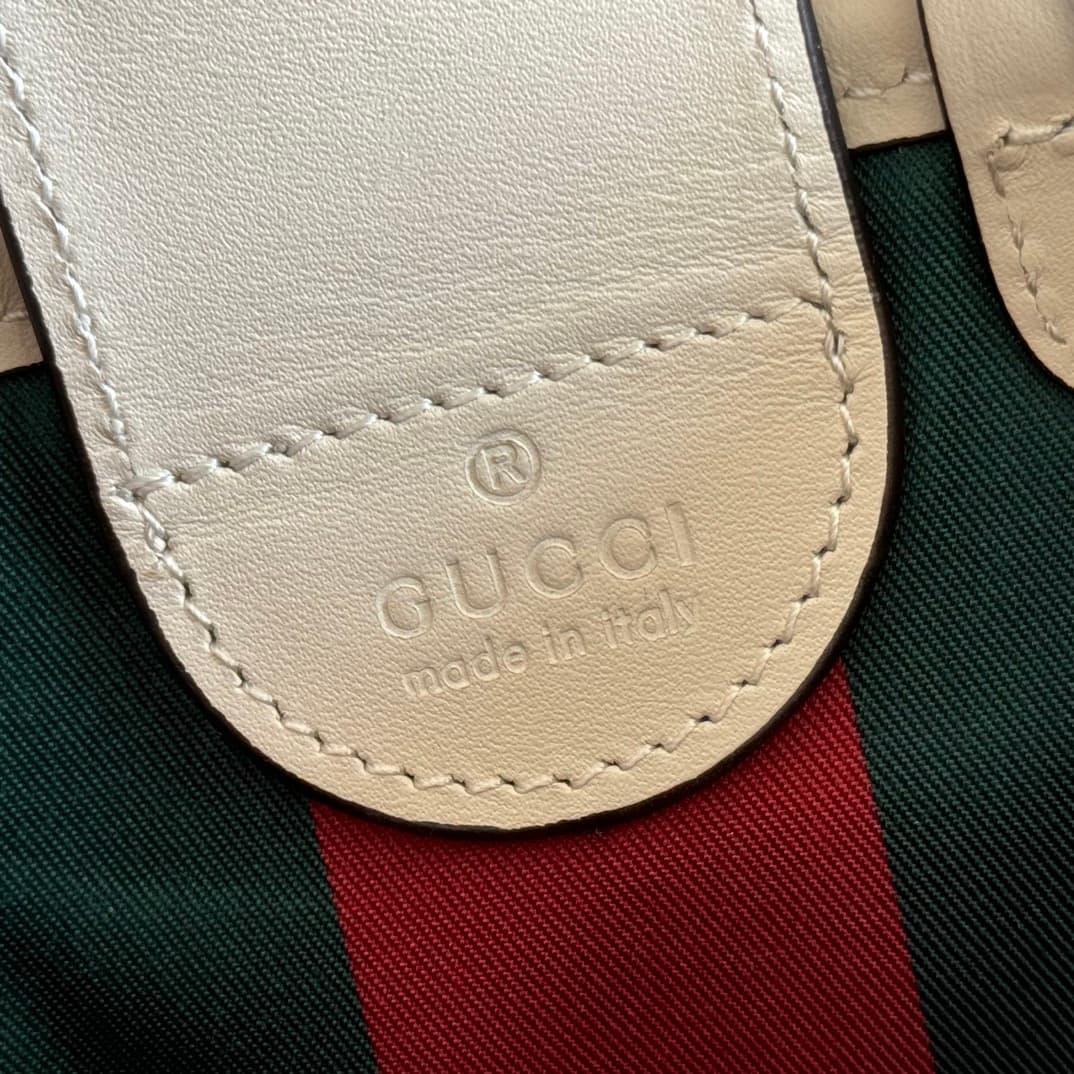 Gucci GG Emblem mini bag beige and white GG fabric 855491 High
