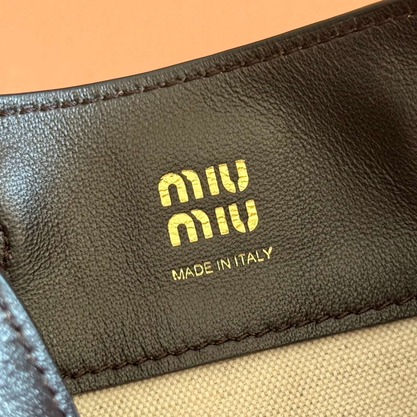 Miu Miu Nappa leather pouch Lambskin Coffee 5NF460 TOP