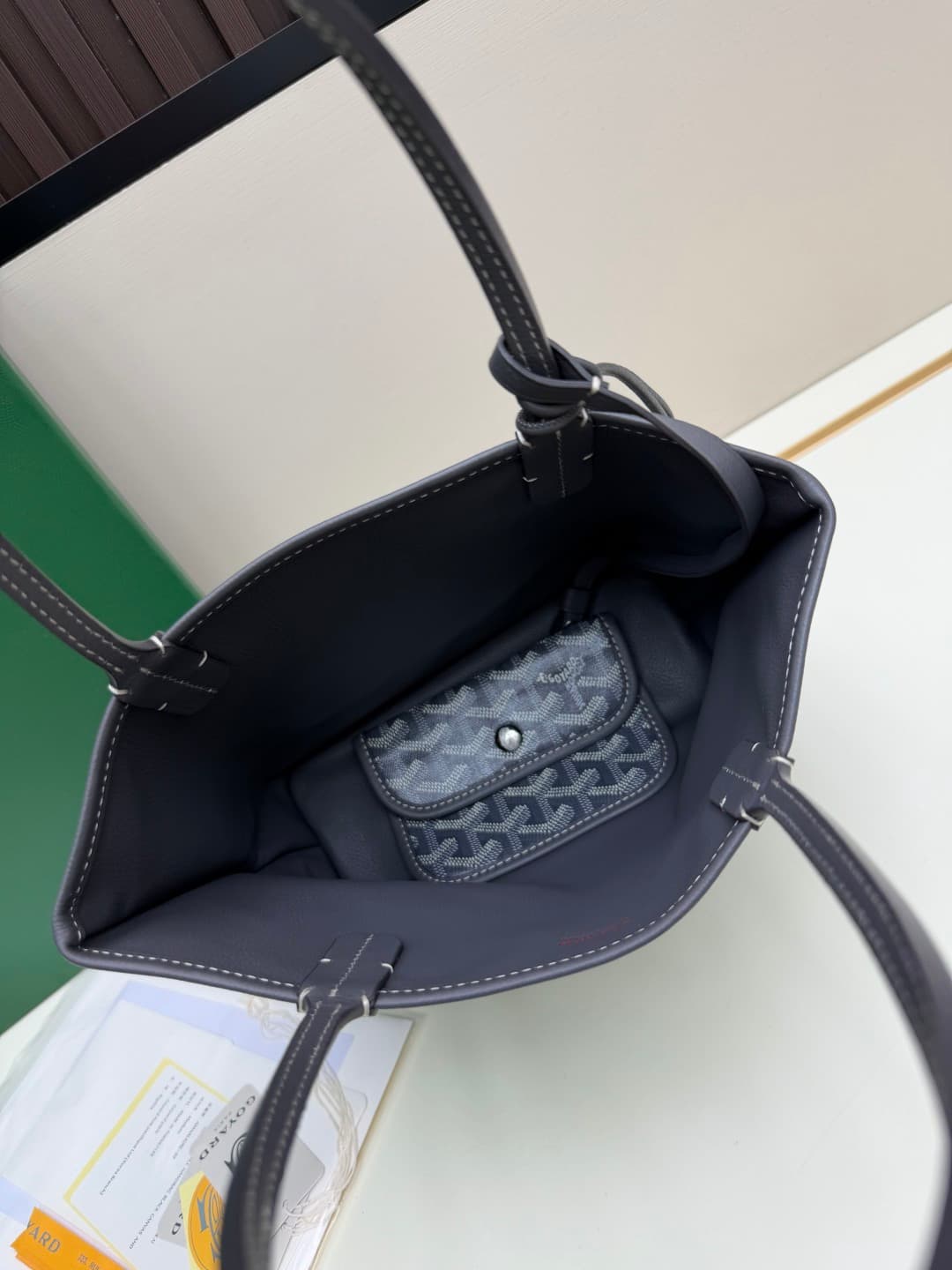 Goyard Mini Anjou Tote Goyardine Canvas with White Painted Mascot Grey High