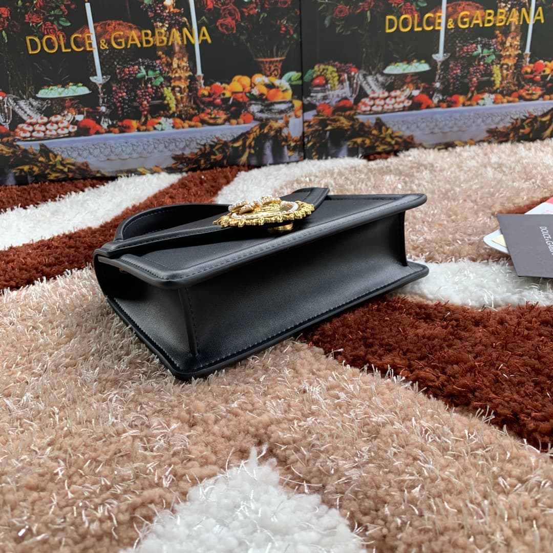 Dolce & Gabbana Small Devotion bag in smooth calfskin in Black High