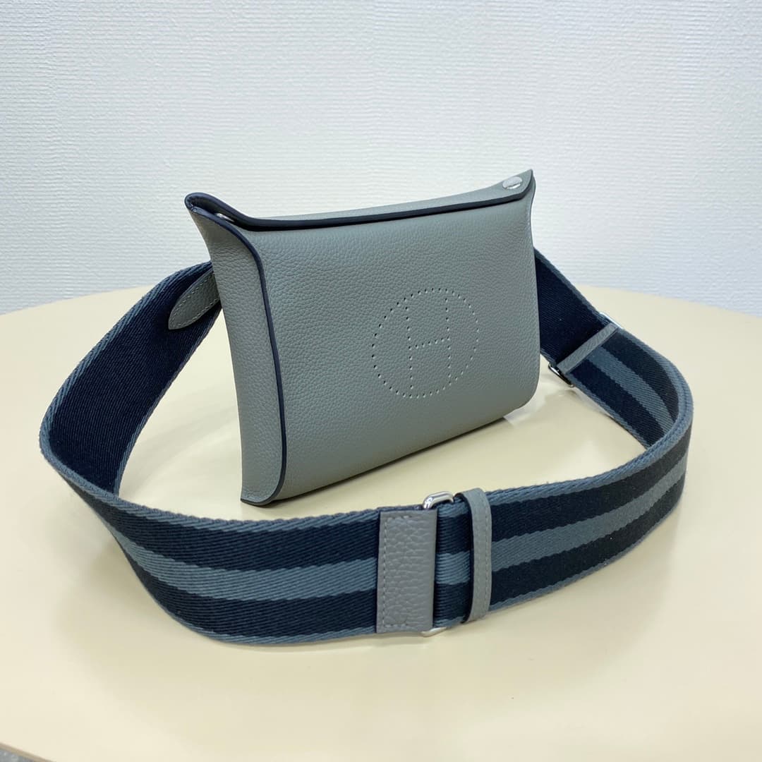 Hermès Videpoches Bag Togo Leather In Grey Blue WAX High