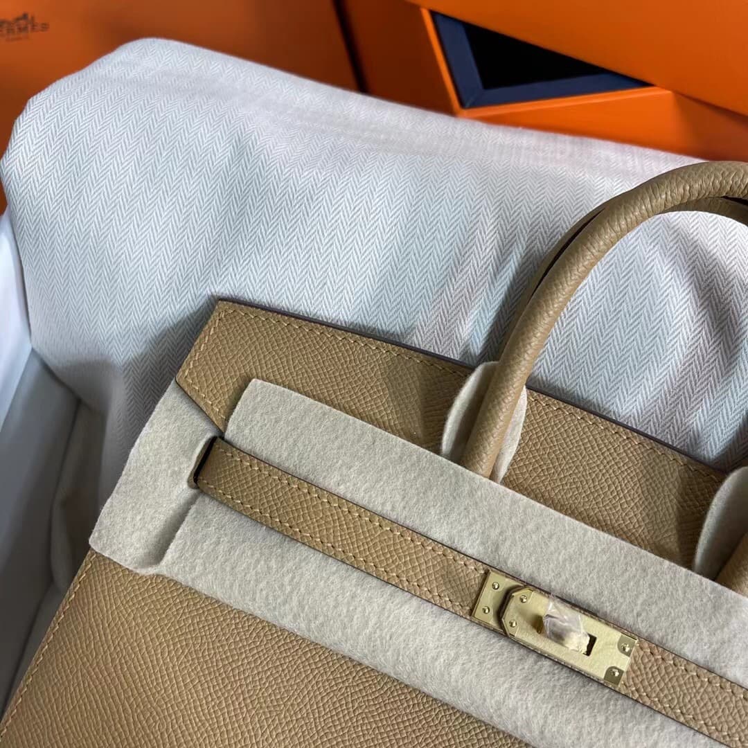 Hermes Birkin Sellier Bag 25/30cm Epsom Leather WAX Biscuit High
