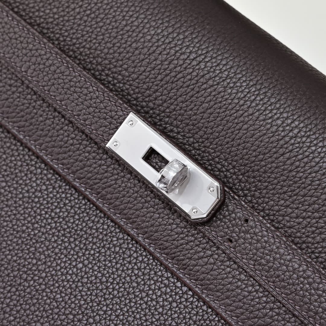 Hermes Kelly depeches Togo 36 briefcase In Coffee CalfskIn WAX High