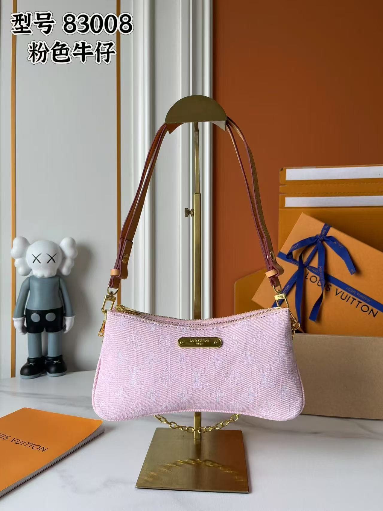 Louis Vuitton Pochette Liv Monogram Denim Pink M14159 Mid