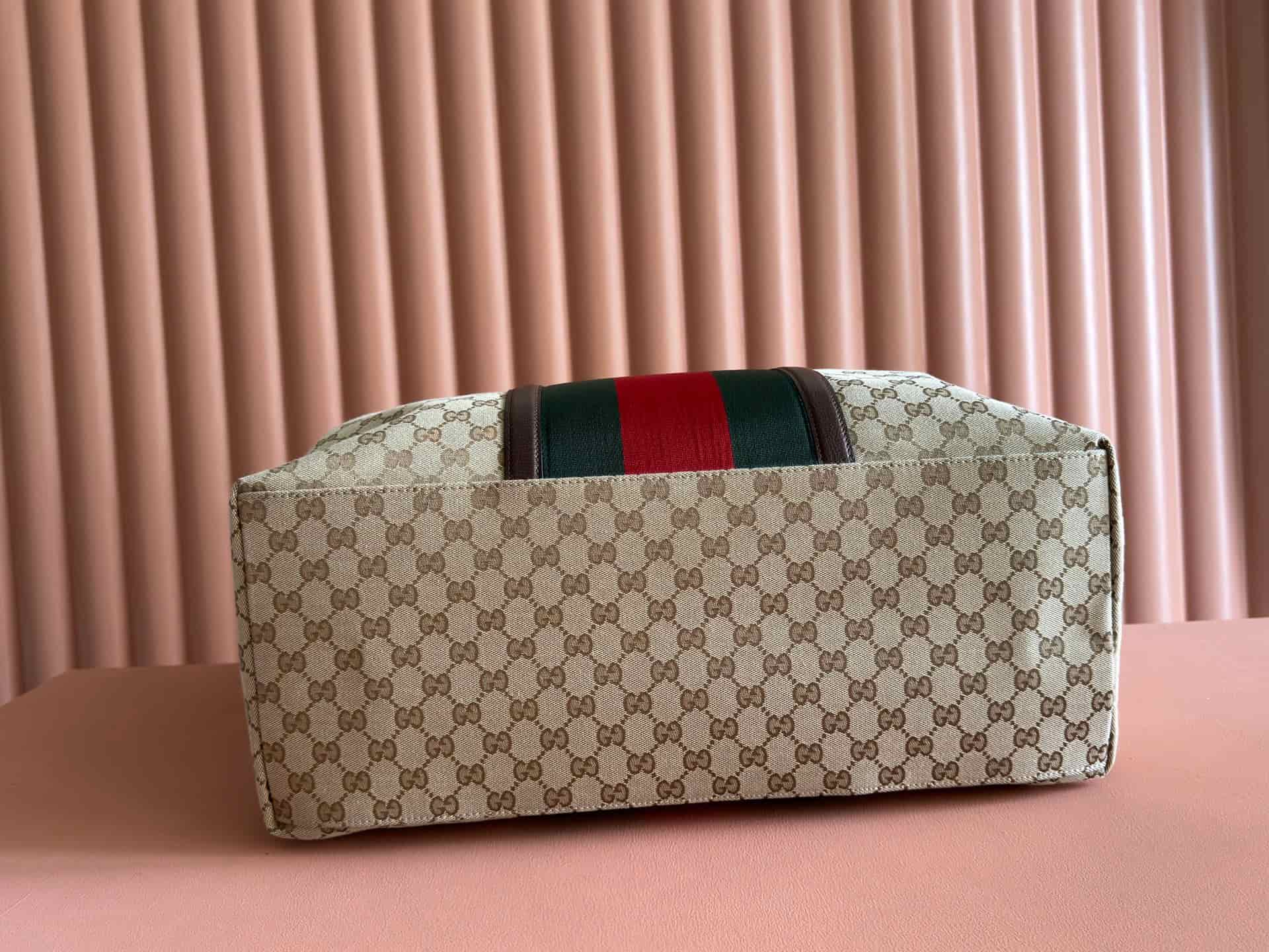 Gucci GG duffle bag with Web Sand and dark brown GG canvas ‎874979 High