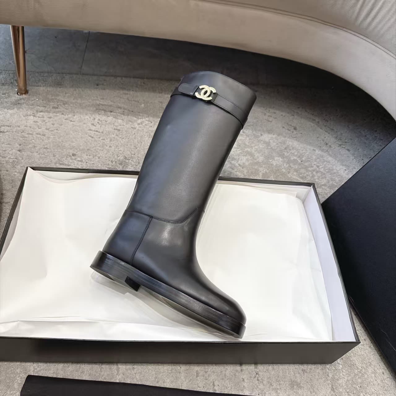 Chanel Black Calfskin Boots