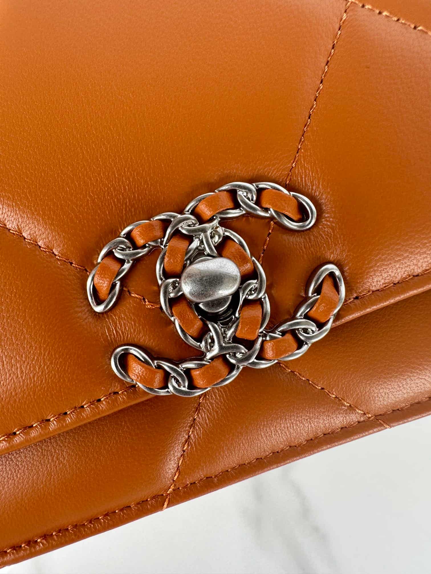 Chanel Wallet on Chain Lambskin Leather & Silver-Tone Metal Caramel AP0957 A
