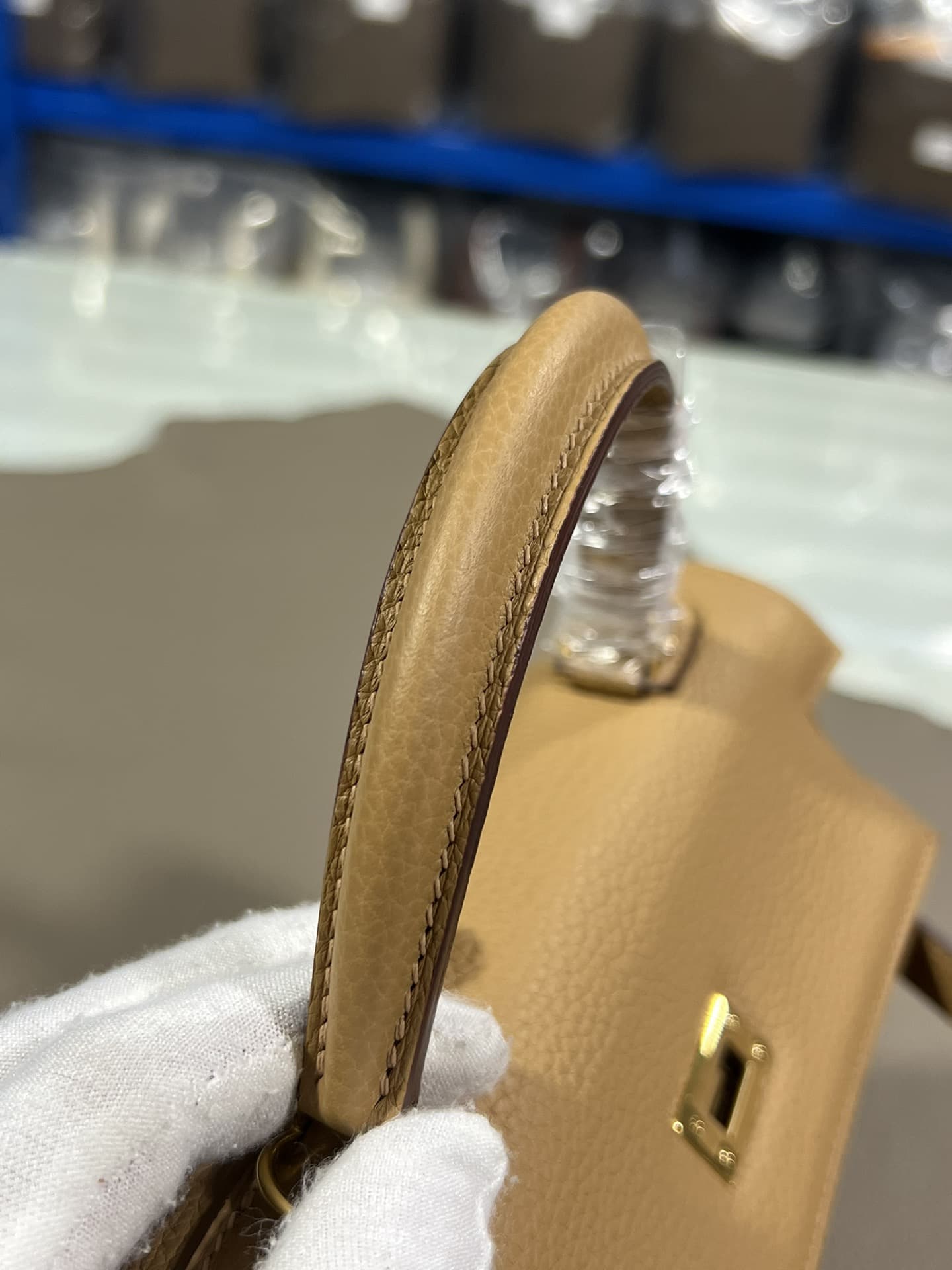 Hermes Kelly 25/28/32cm Retourne Bag Togo Leather In Beige de Weimar WAX High