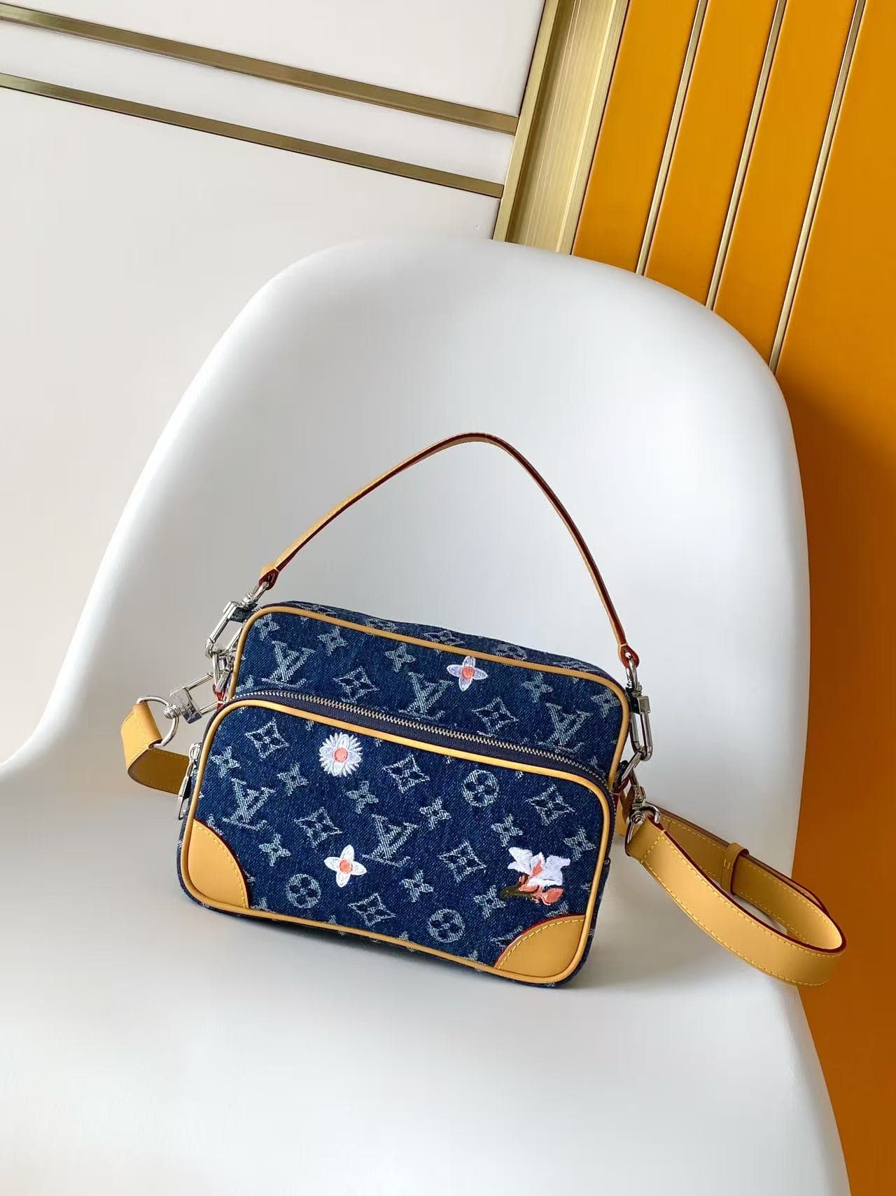 Louis Vuitton Nil Blue Monogram Flowers Denim M27553 High