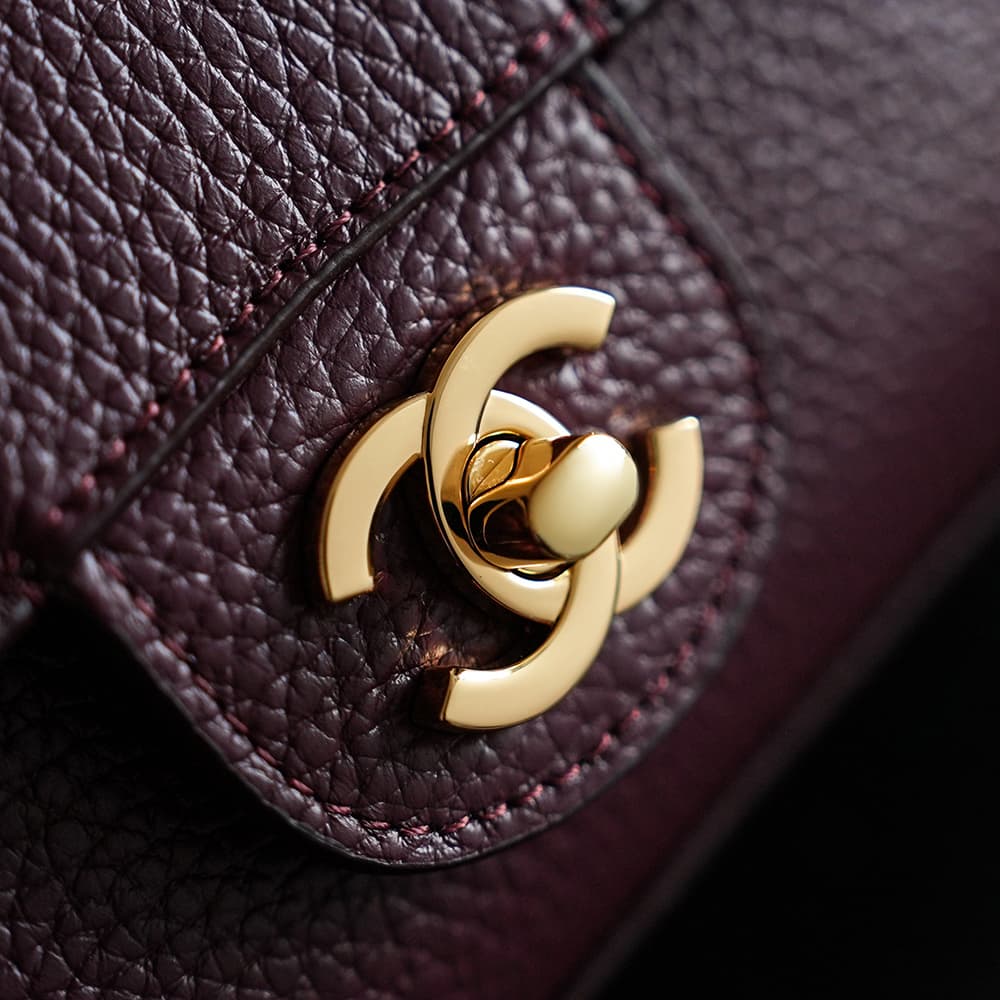 CHANEL Mini flap bag Grained Calfskin&Gold-tone metal Claret AS6573 A