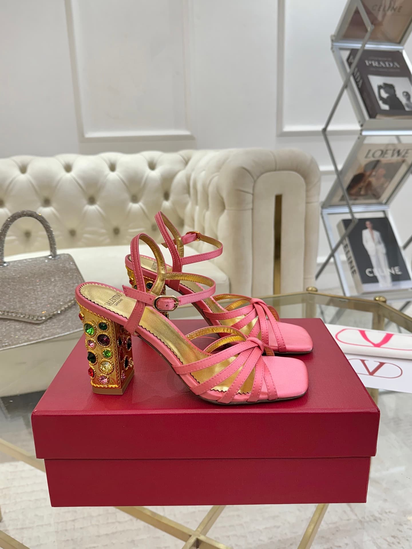 Valentino Preshoes Satin Sandal With Crystals Shoes Women