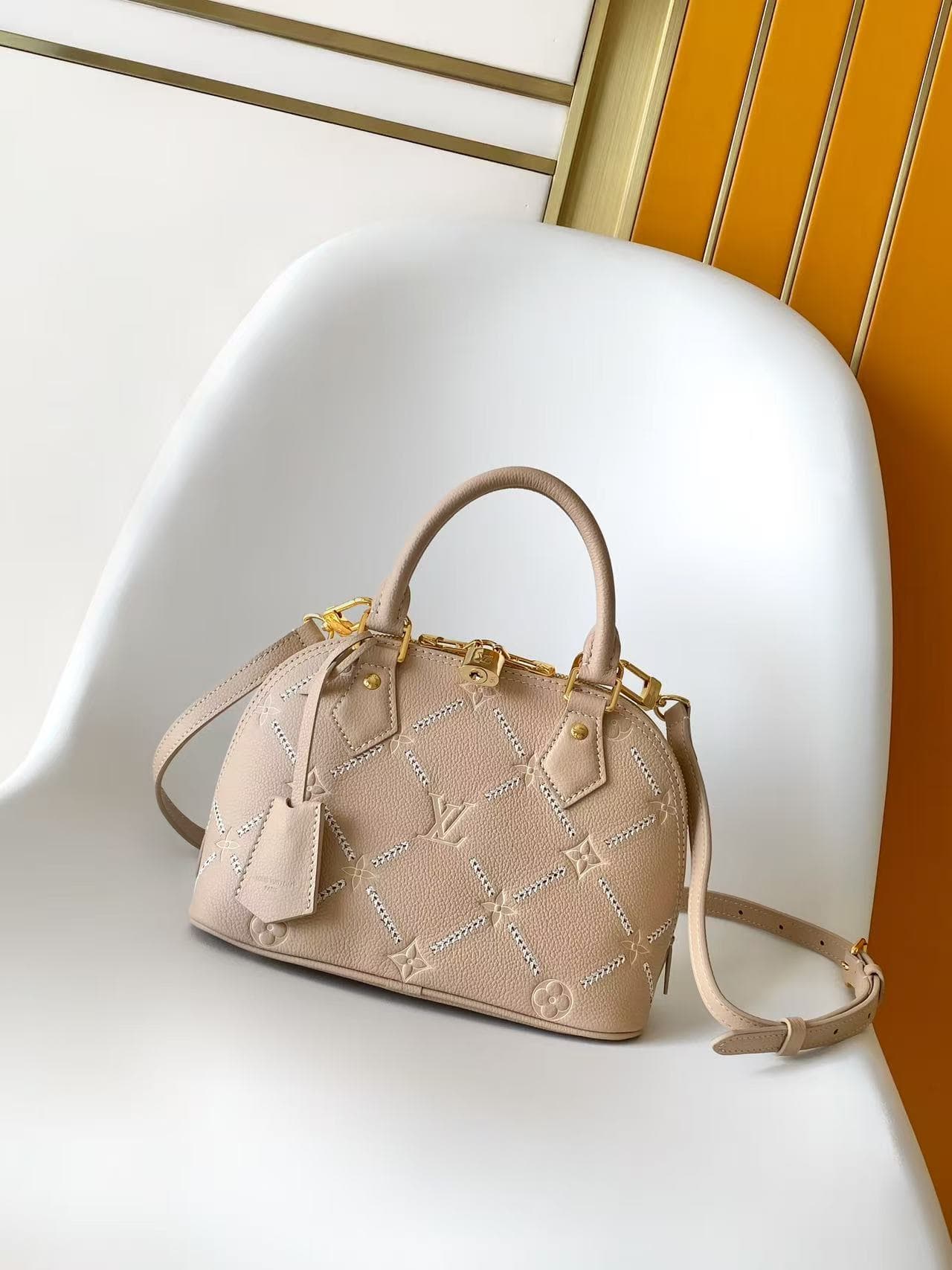 Louis Vuitton Alma BB Hazelnut Couture Monogram Empreinte Leather M28458 High