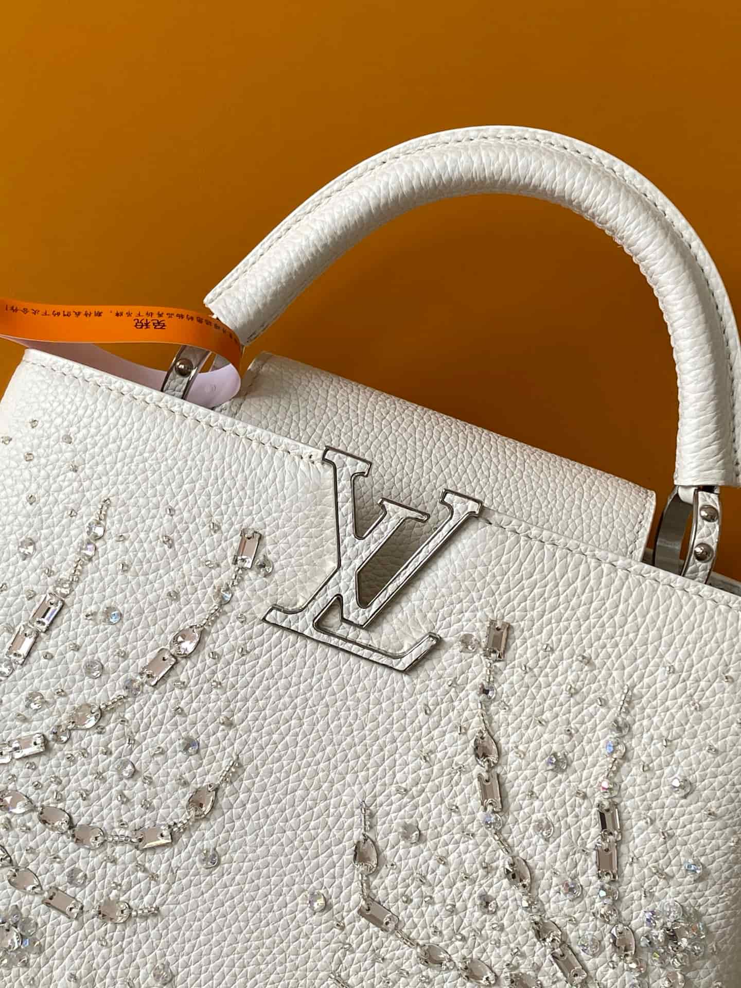 Louis Vuitton Capucines Mini Lily White Calf Pirita leather with embroidered sequins M25934 TOP