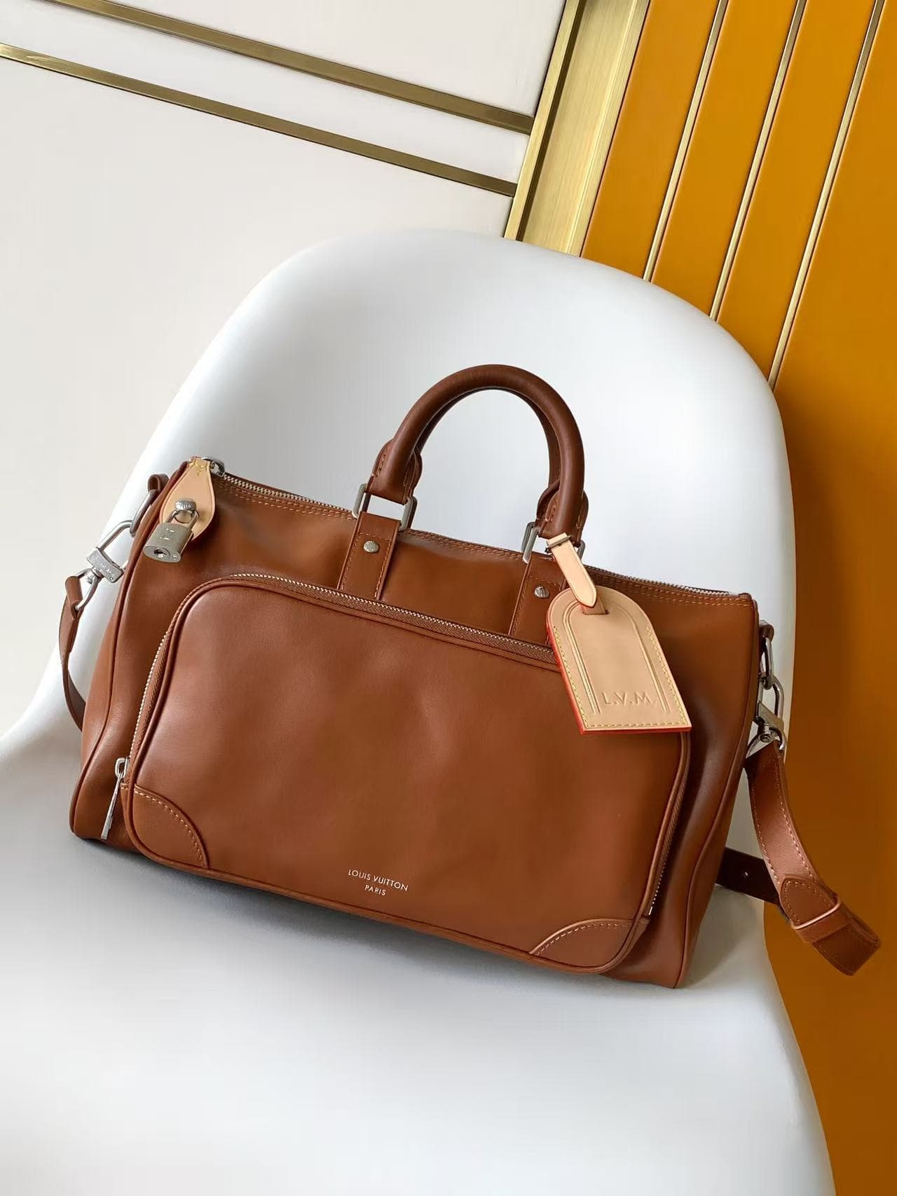 Louis Vuitton Keepall Cargo Bandoulière 35 Caramel Calfskin leather M28100 High
