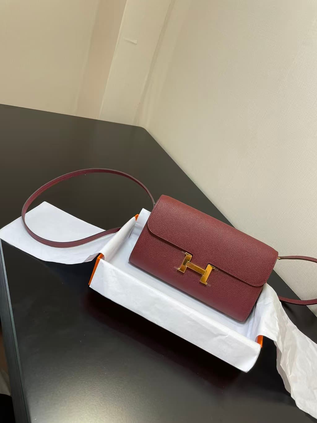 Hermes Constance Wallet To Go in Rouge H Wax High