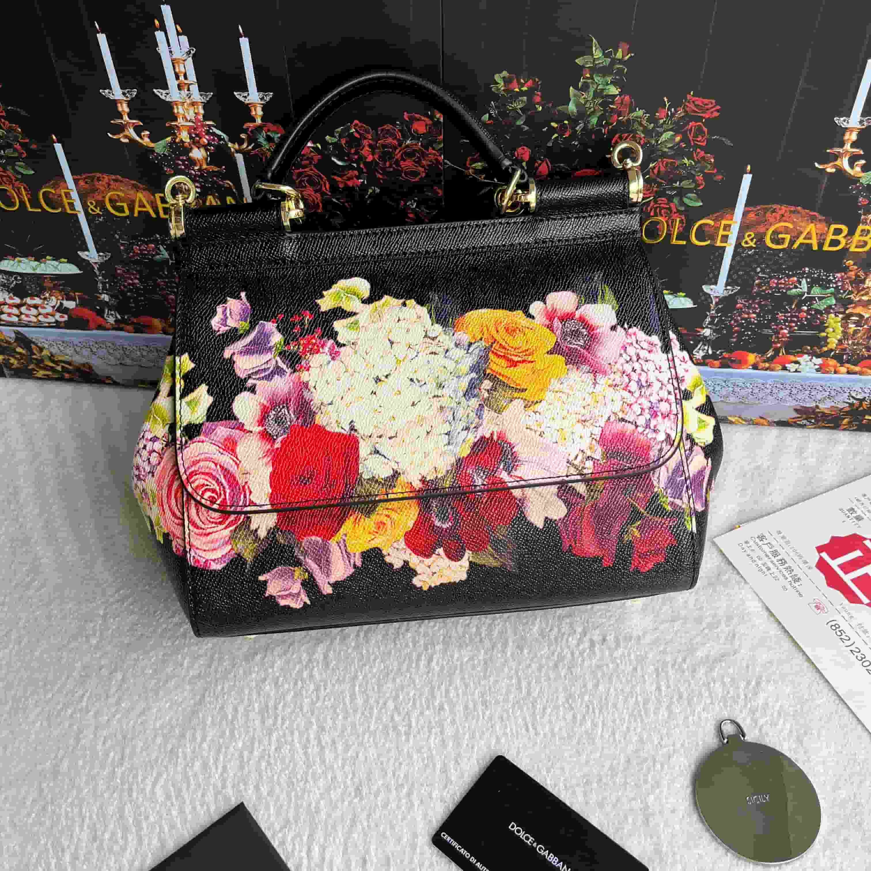 Dolce & Gabbana Miss Sicily top handle bag with multicolor print leather High