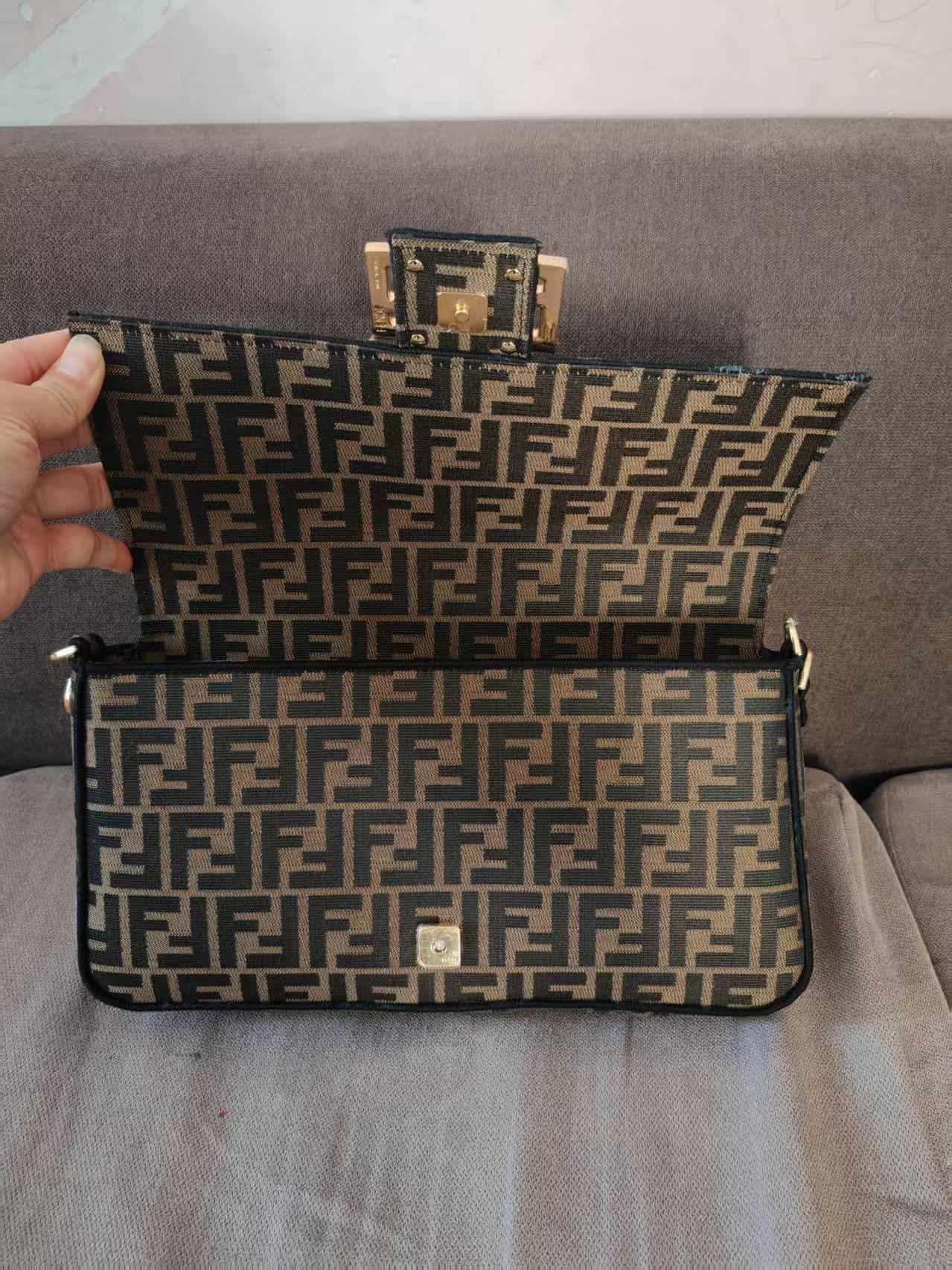 LARGE BAGUETTE fabric bag Brown High