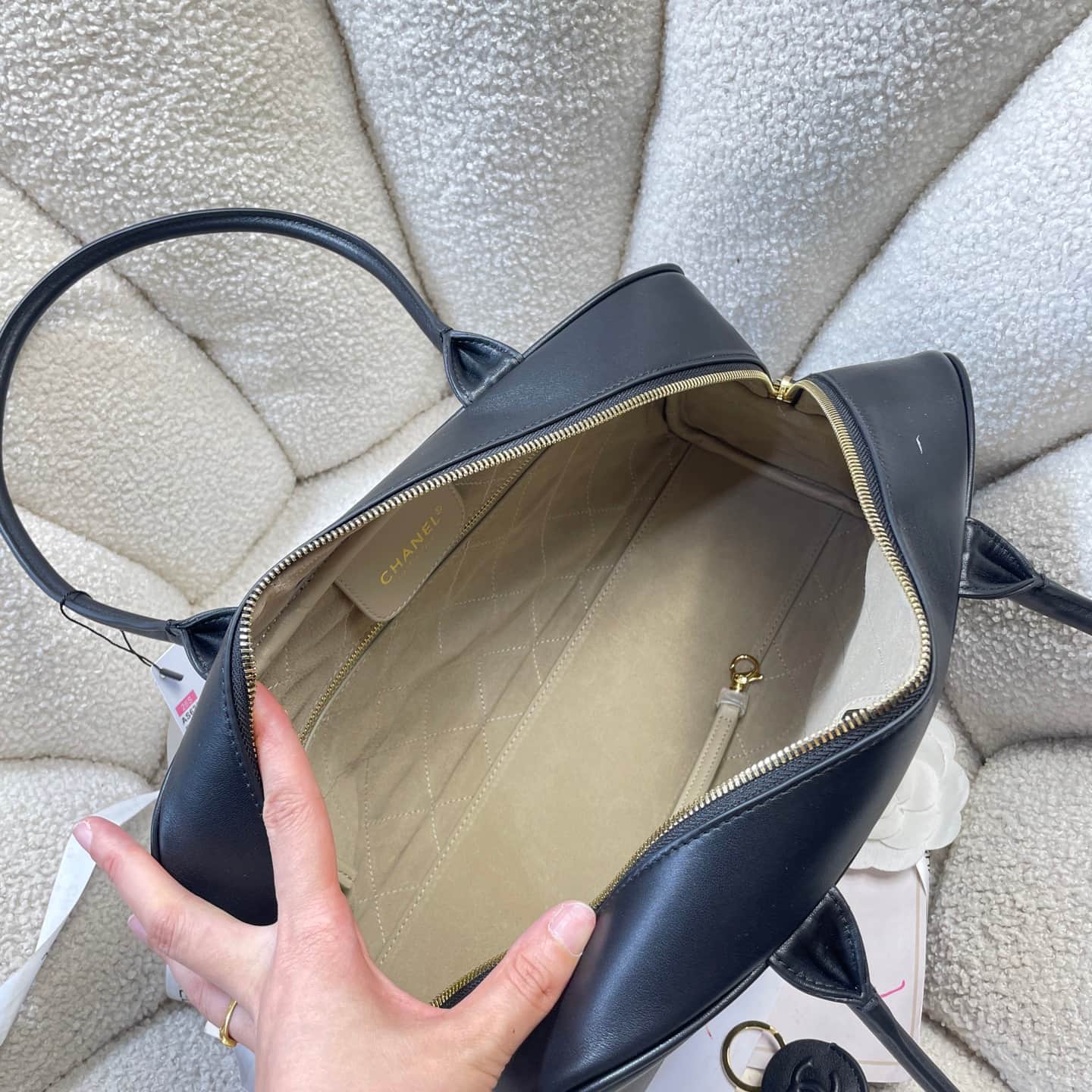 Chanel Maxi Bowling Bag Calfskin & Gold-Tone Metal Black AS6211 A