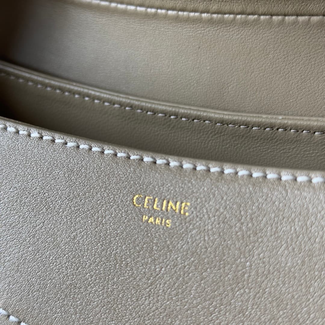 Celine Polly Medium Leather Shoulder Bag Beige High