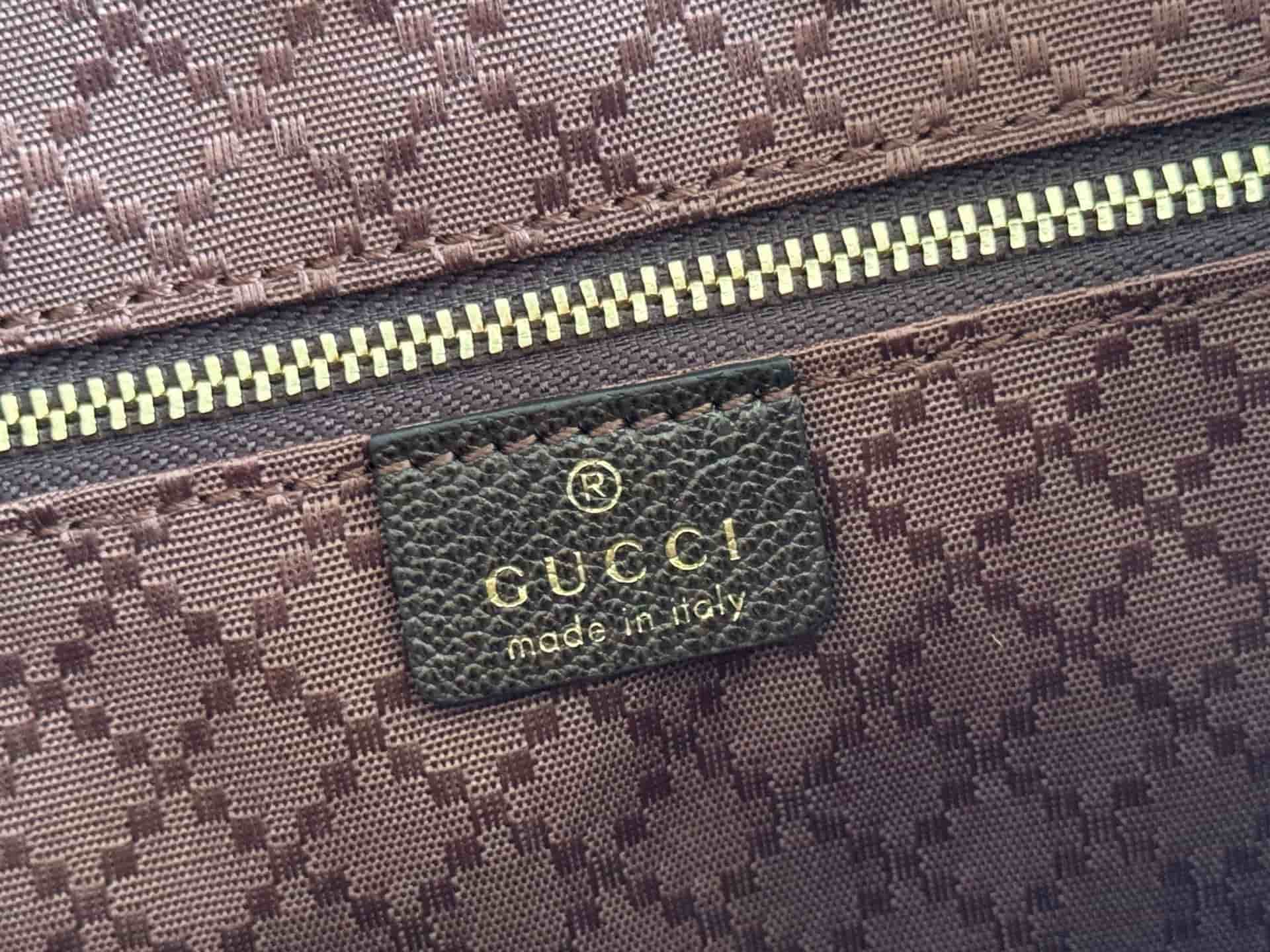 Gucci Jackie Flap large crossbody bag sand and brown GG canvas A005ZI High