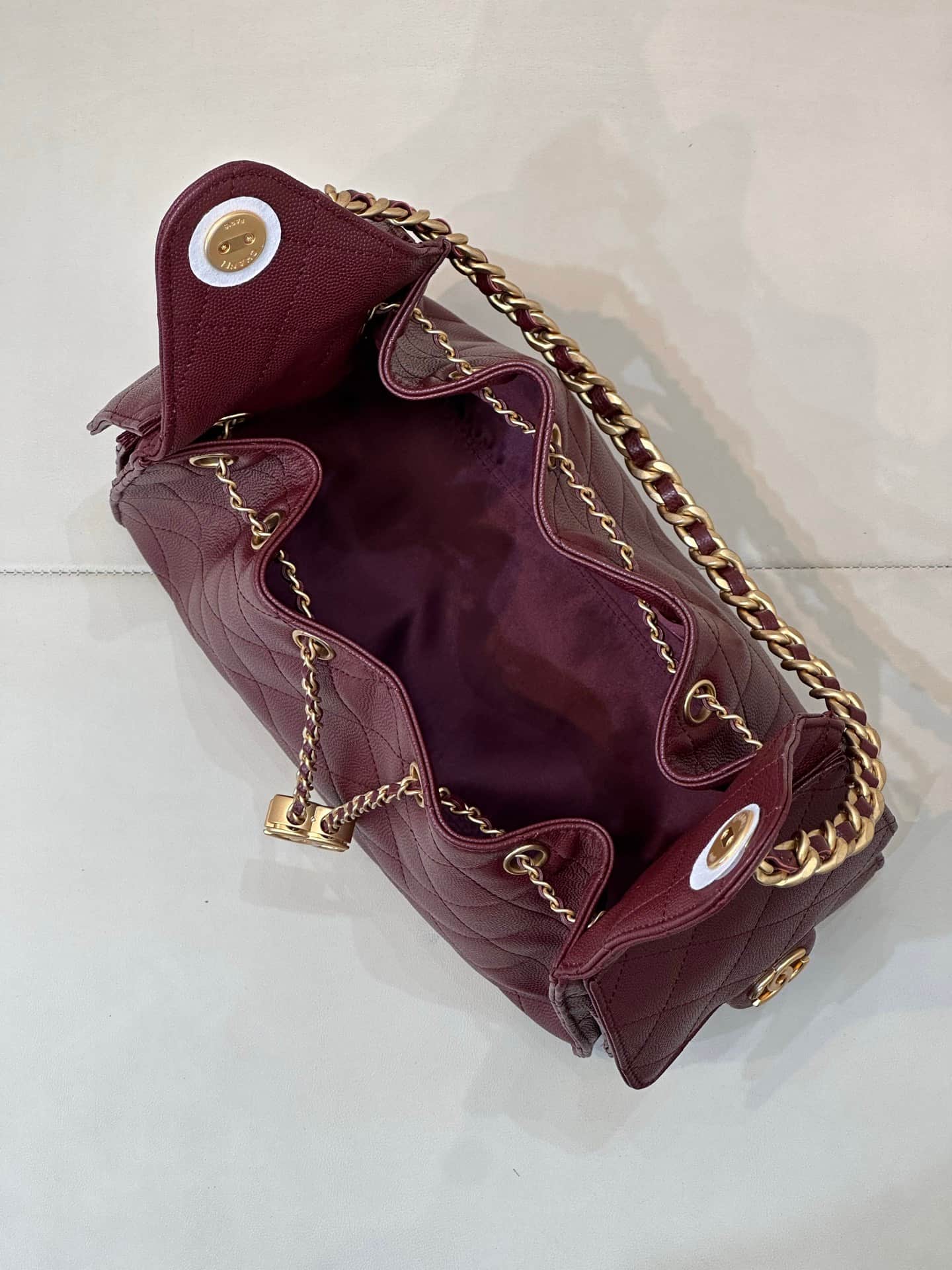 Chanel 25 Small Hobo handbag AS5293 Grained Calfskin & Gold-tone Metal Burgundy TOP