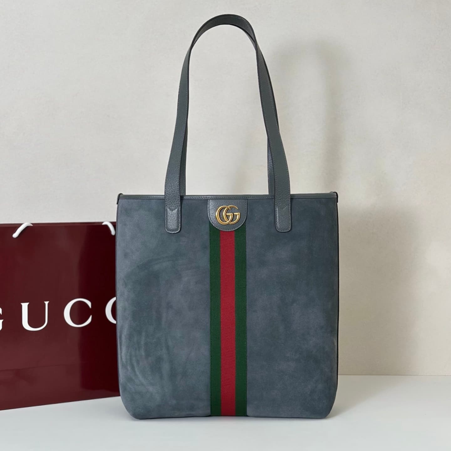 Gucci Ophidia medium tote bag 834465 dark grey suede High