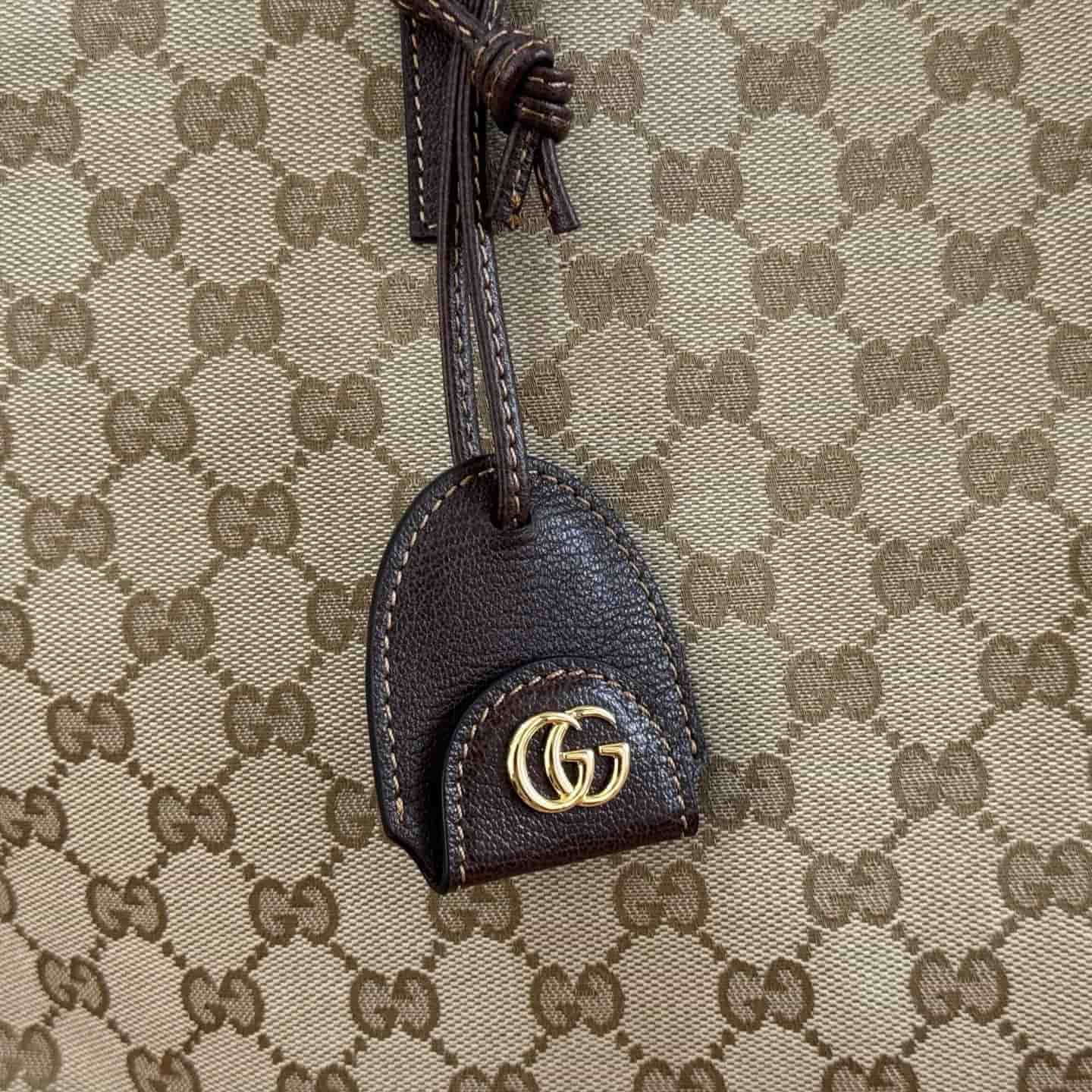 Gucci Londra large tote bag Sand and dark brown GG canvas 875056 High